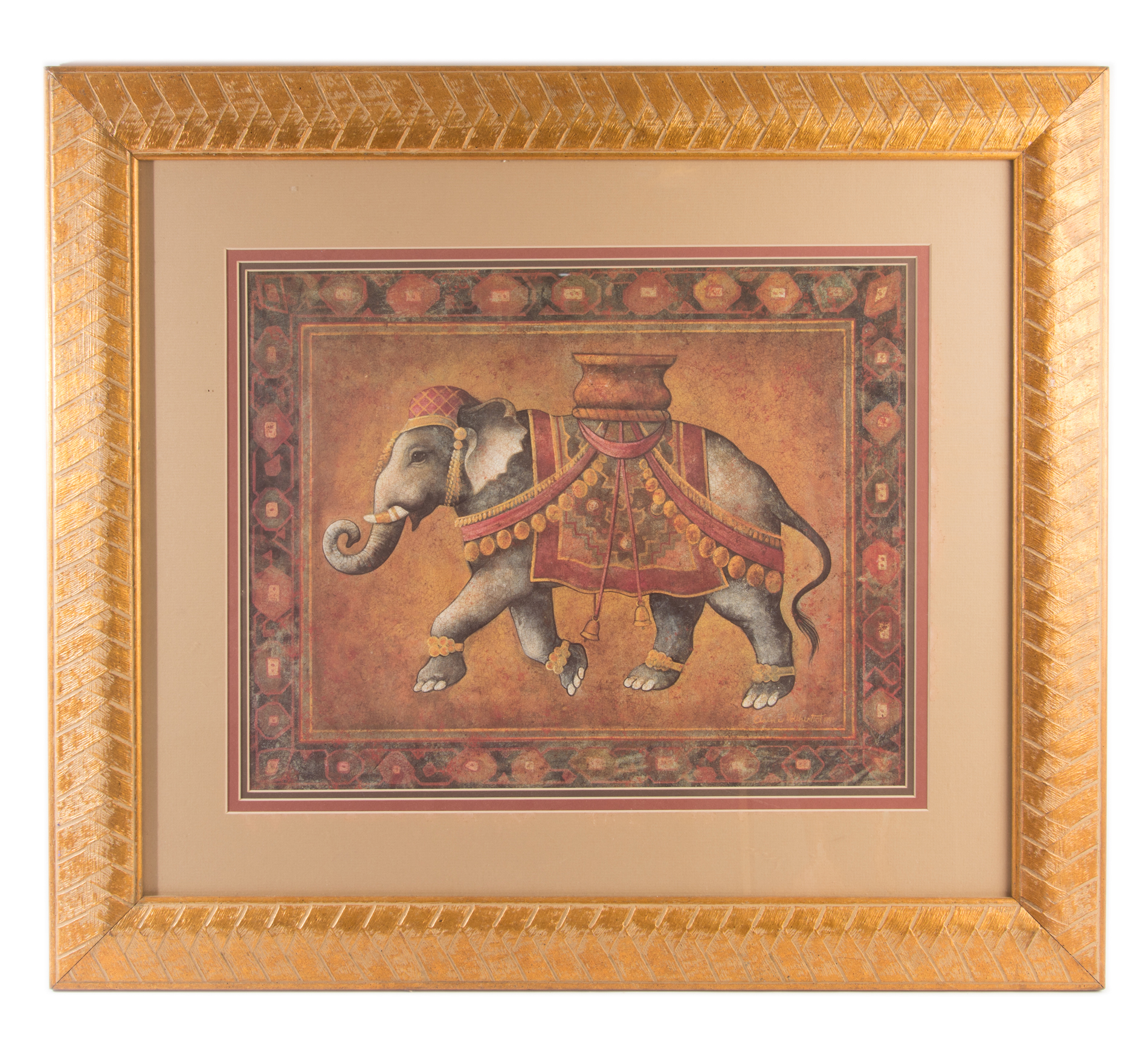 Elaine Vonherts Framed Offset Lithographs Depicting Elephants