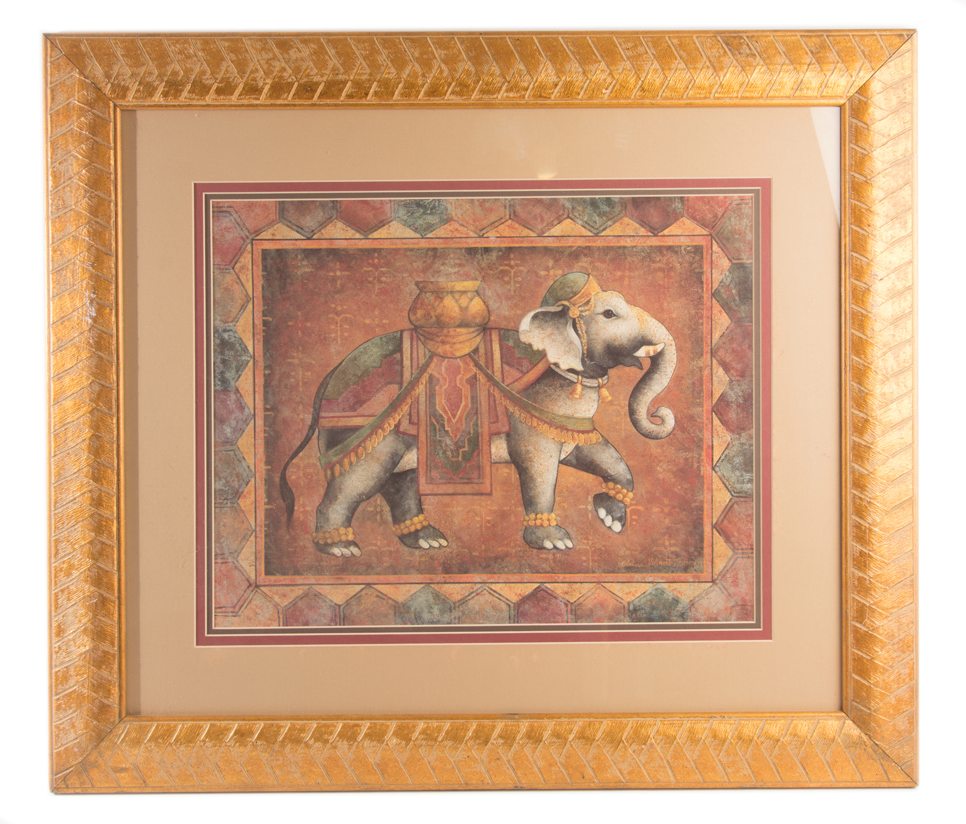 Elaine Vonherts Framed Offset Lithographs Depicting Elephants