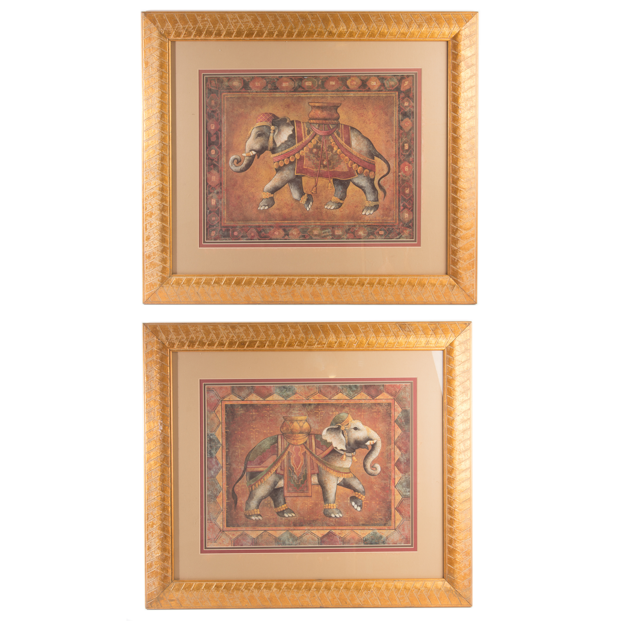 Elaine Vonherts Framed Offset Lithographs Depicting Elephants