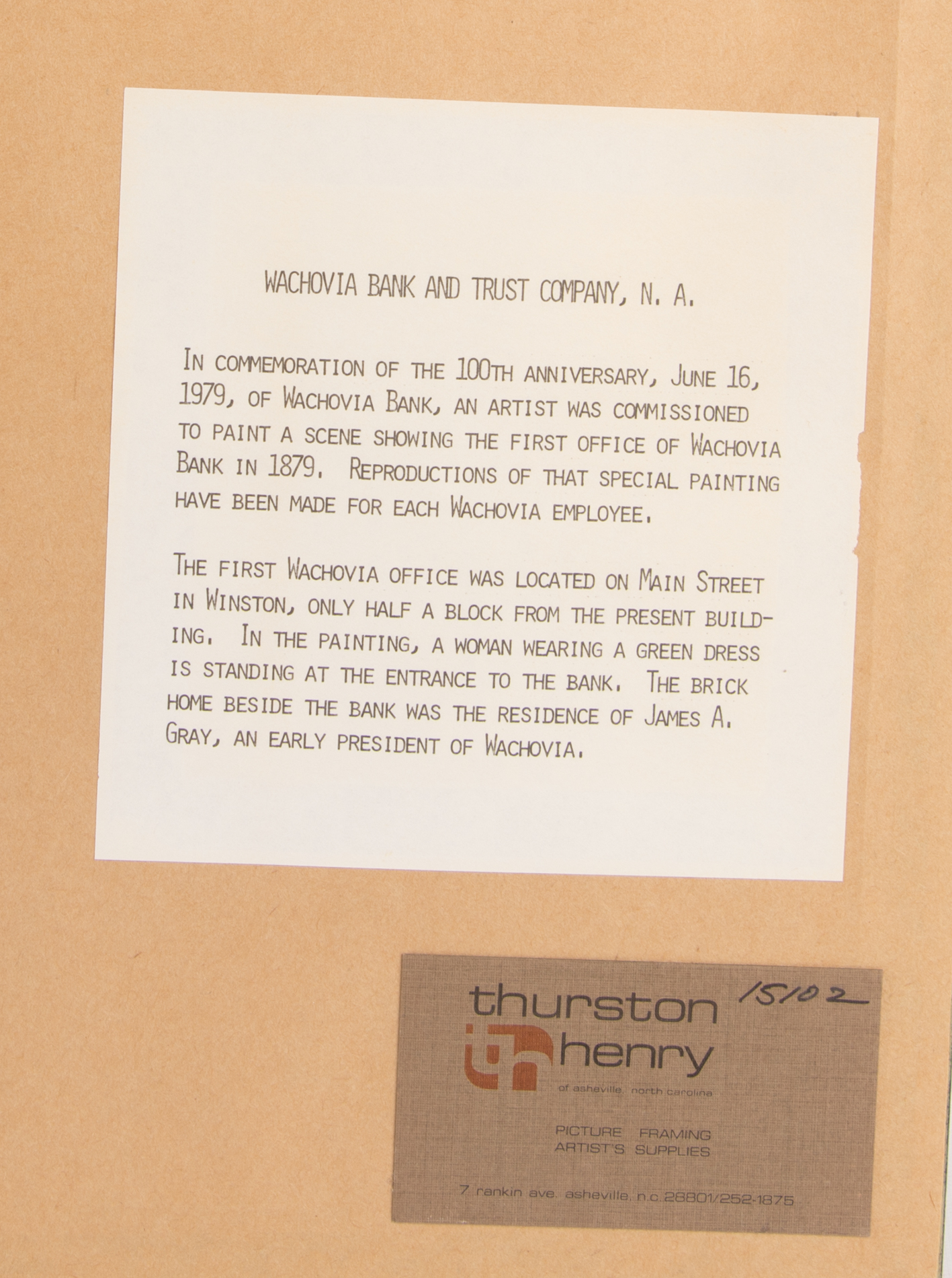 After W. Stuart Archibald Offset Lithograph of Wachovia Bank