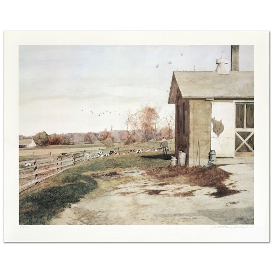 William Nelson Offset Lithograph on Paper "Yellow Brick Barn"