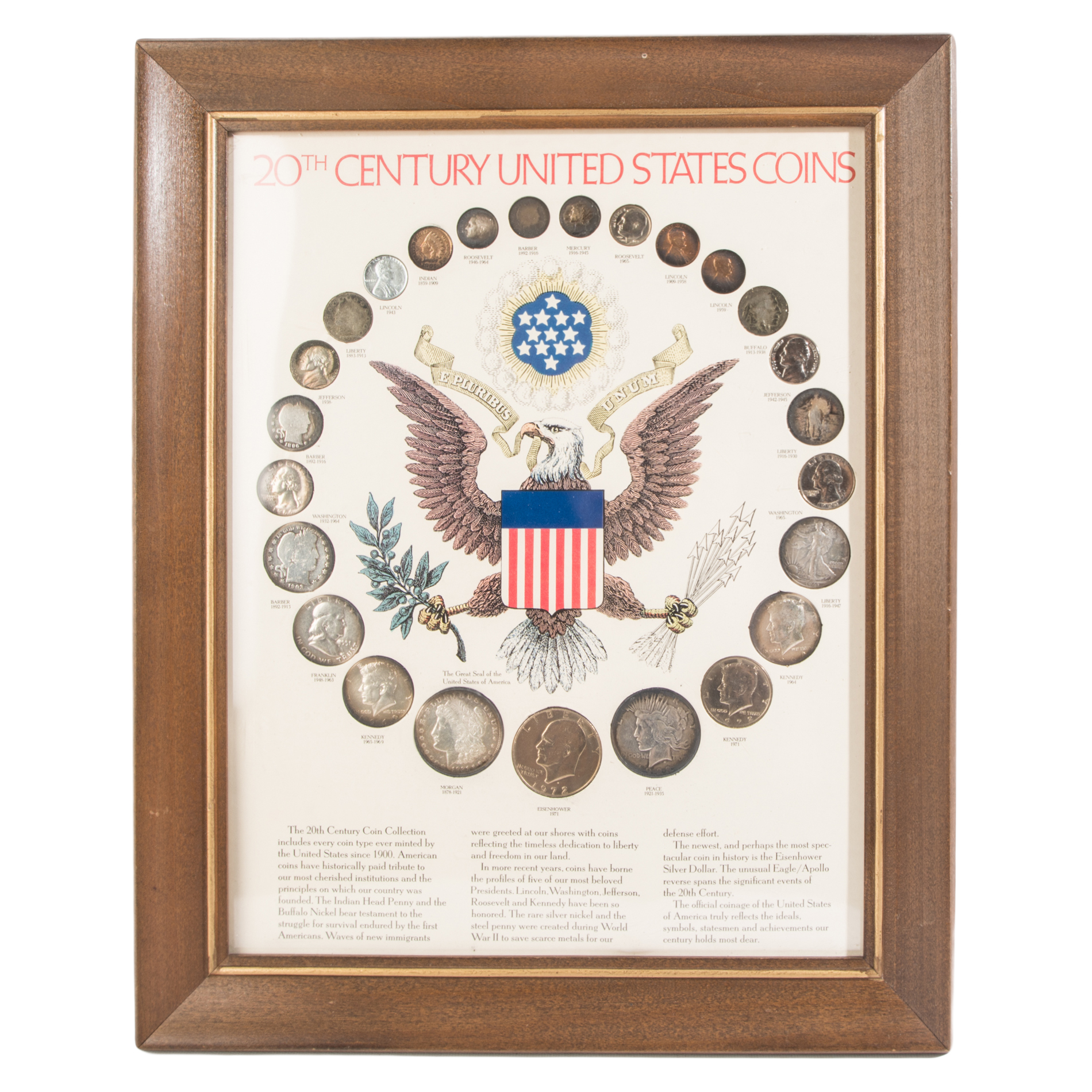 Framed "20th Century United States Coins"