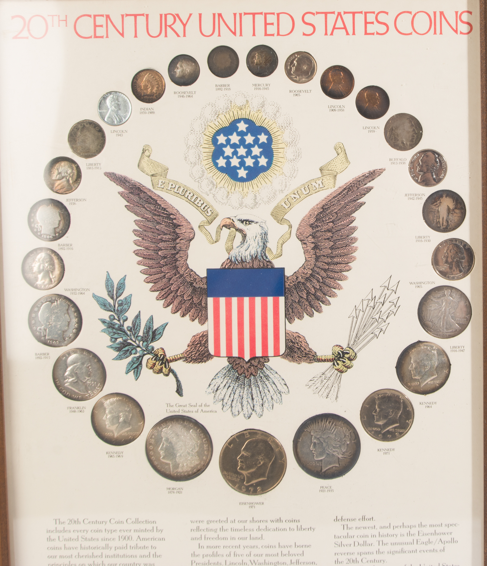 Framed "20th Century United States Coins"