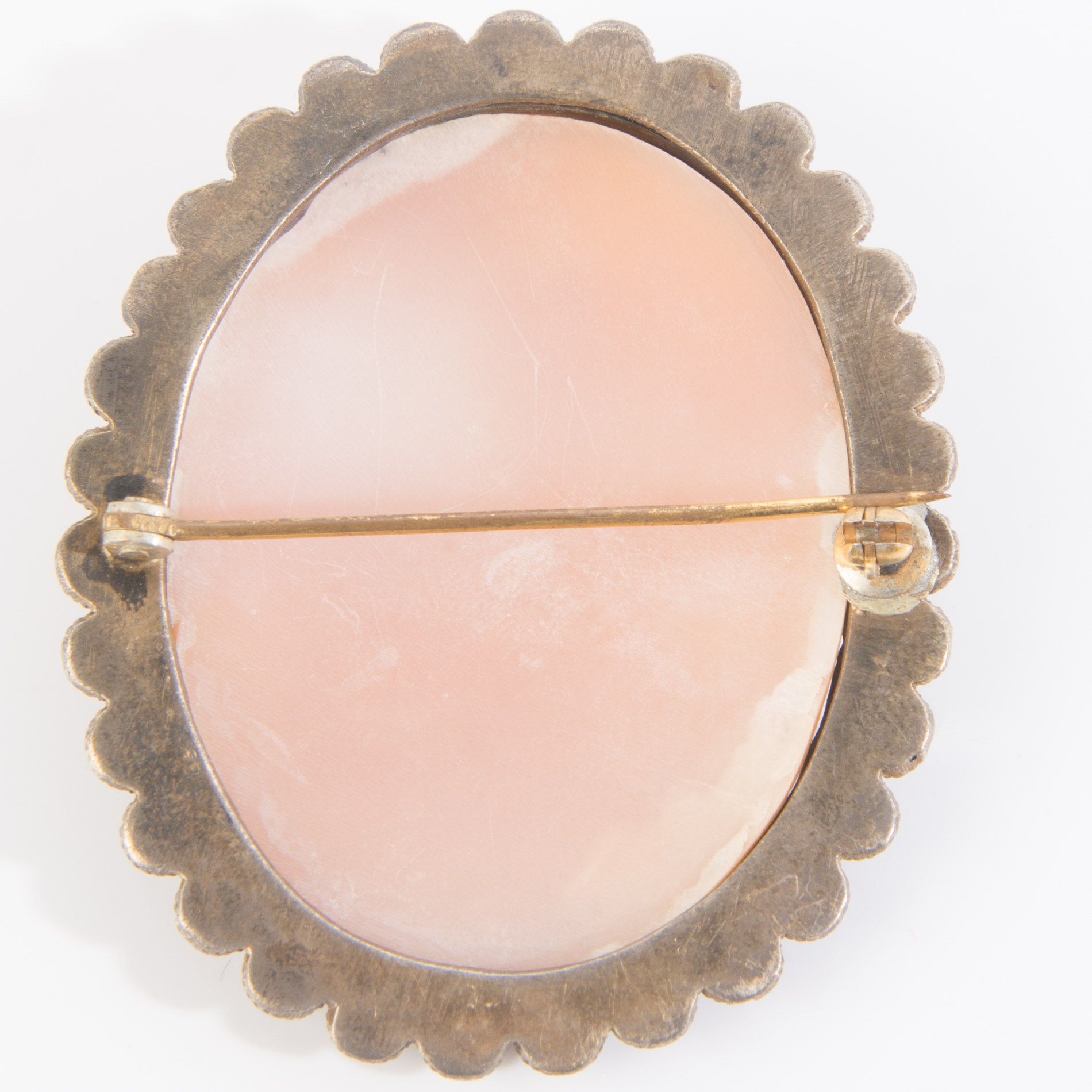 Sterling Silver Carved Shell Cameo Brooch