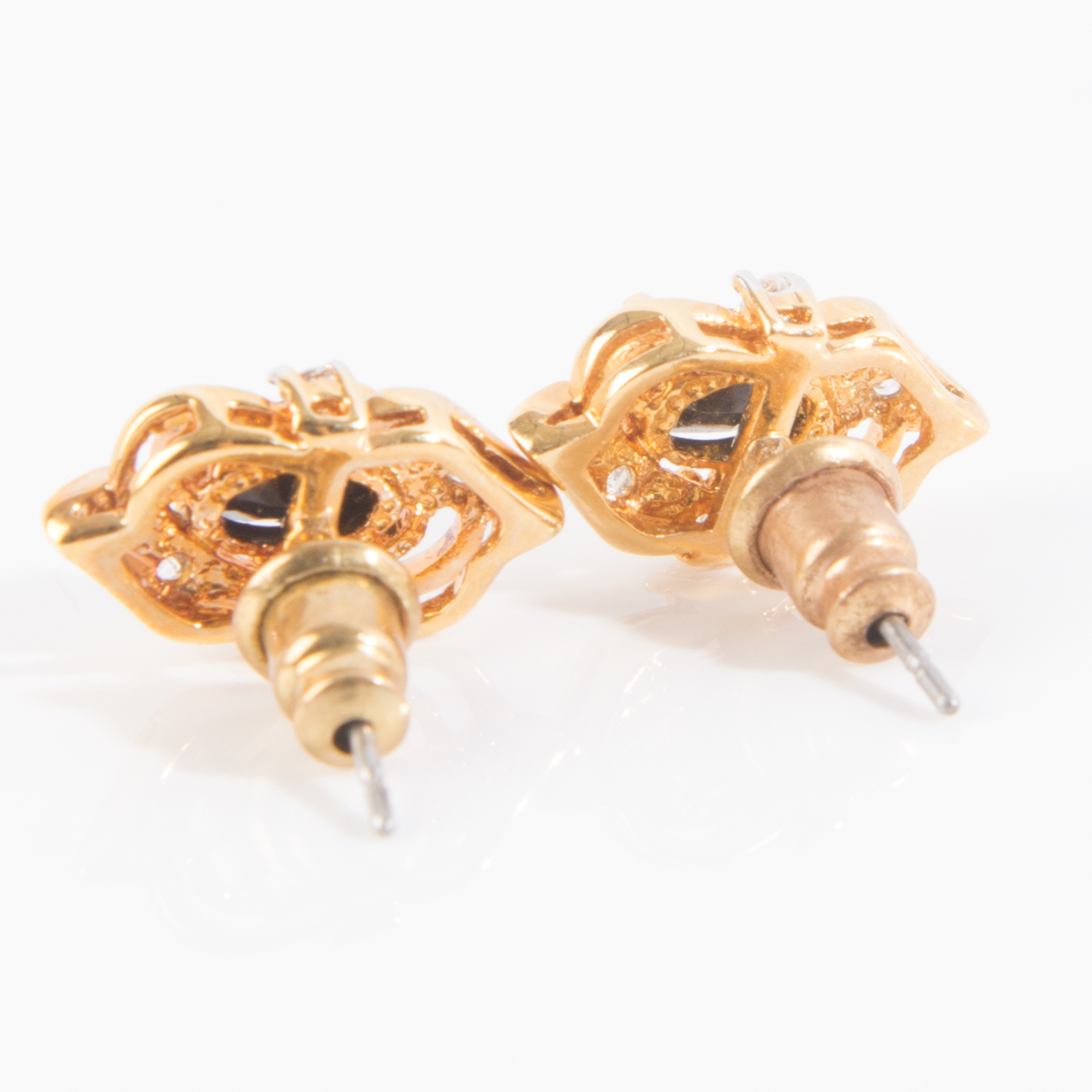 Gold Plated Sapphire and Cubic Zirconia Earrings