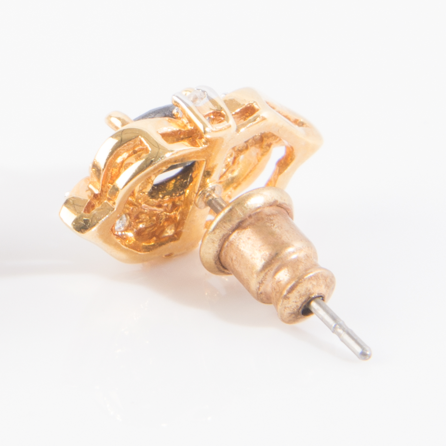 Gold Plated Sapphire and Cubic Zirconia Earrings