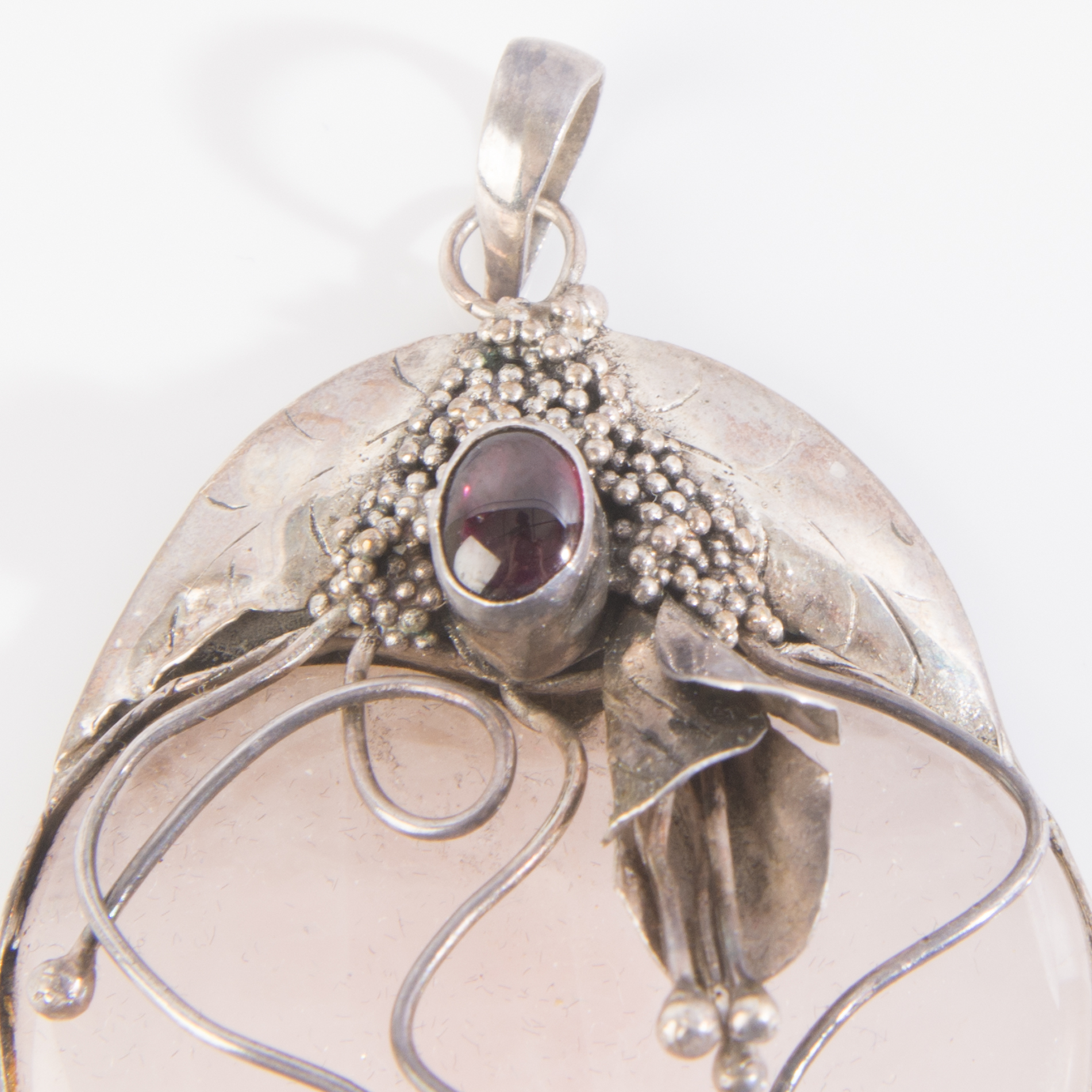 Sterling Silver Rose Quartz and Rhodolite Garnet Pendant