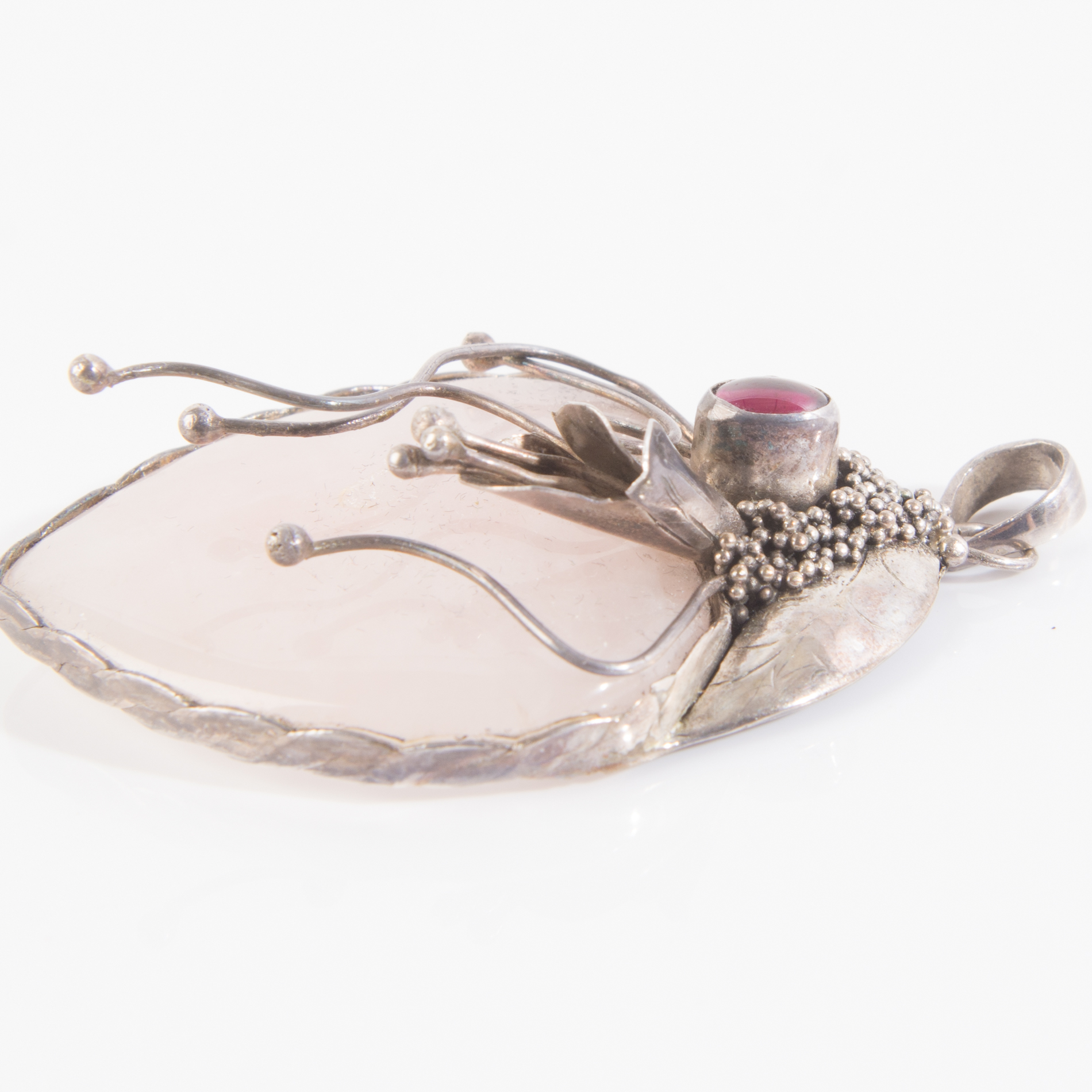 Sterling Silver Rose Quartz and Rhodolite Garnet Pendant