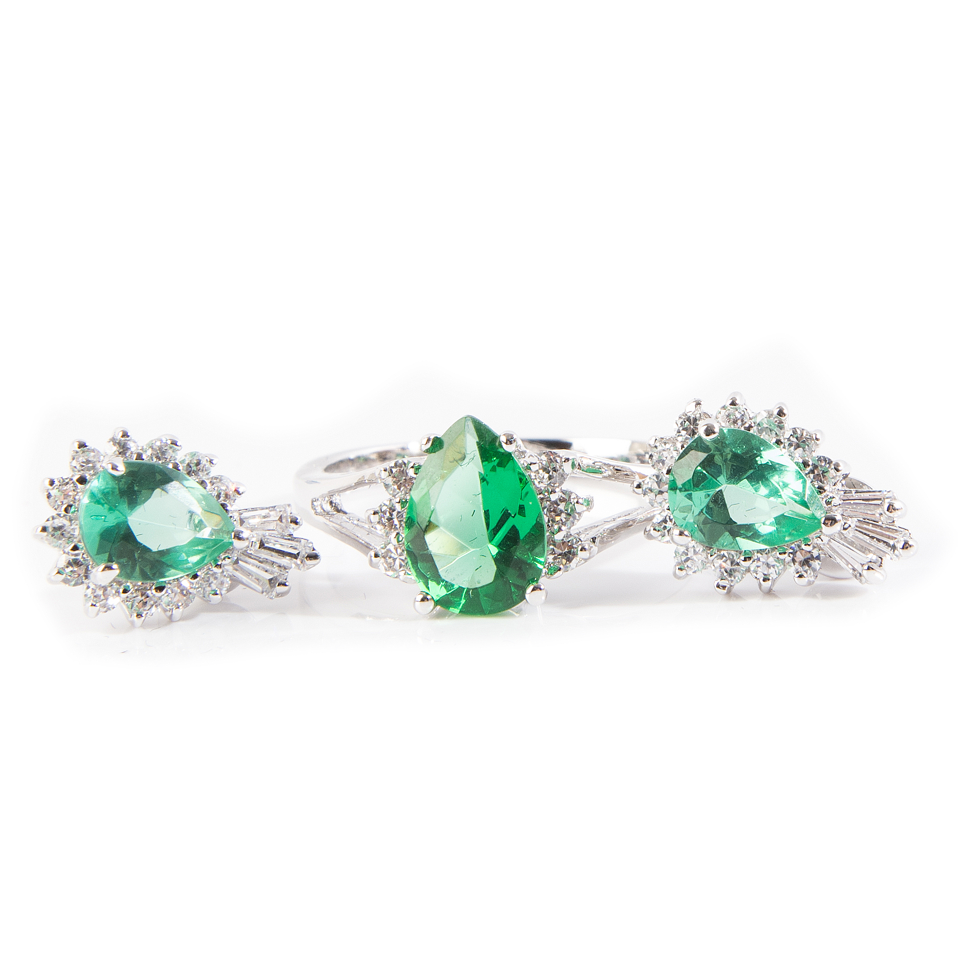 Plated Silver Simulated Stone Demi Parure