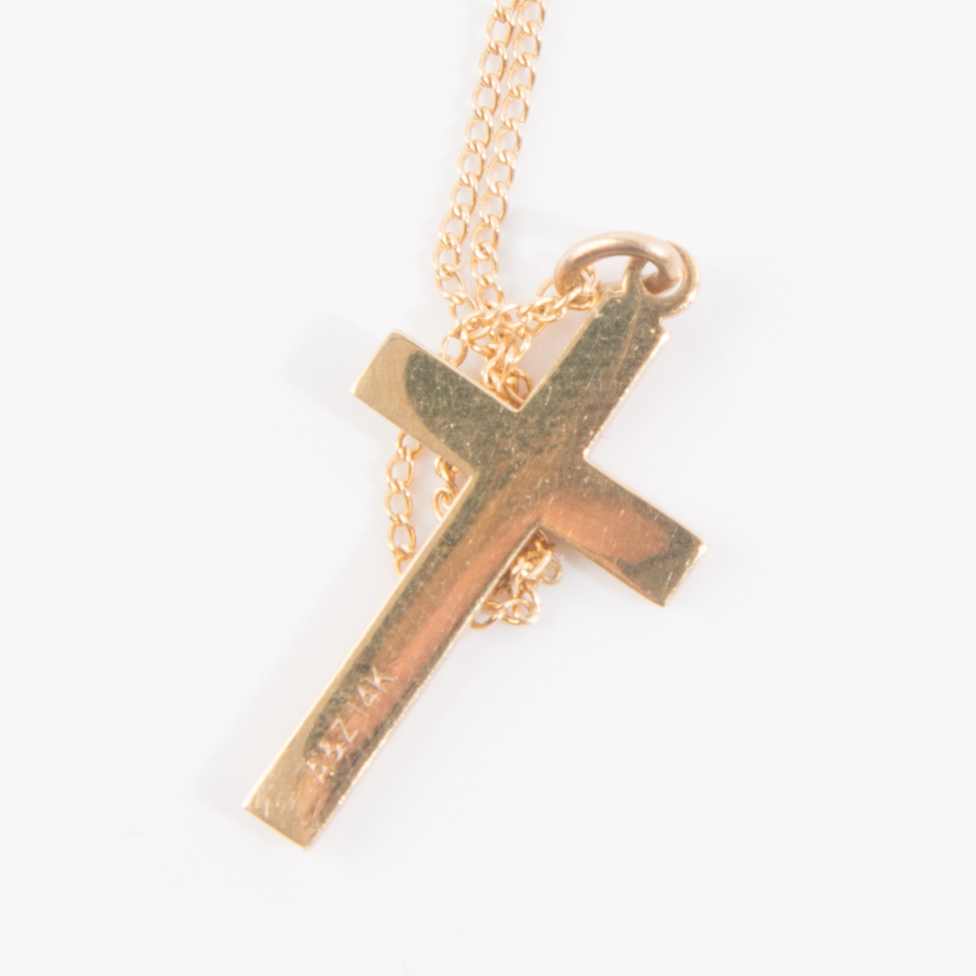 14K Yellow Gold Cross Necklace with Additional Pendant