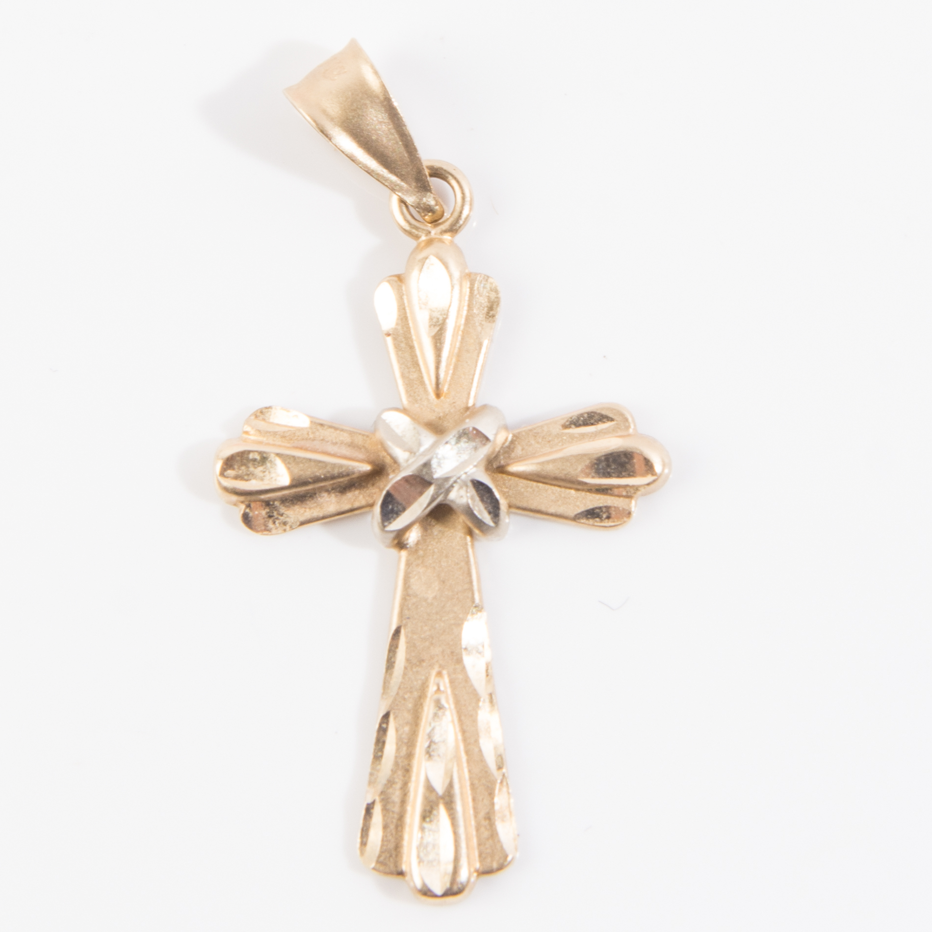14K Yellow Gold Cross Necklace with Additional Pendant