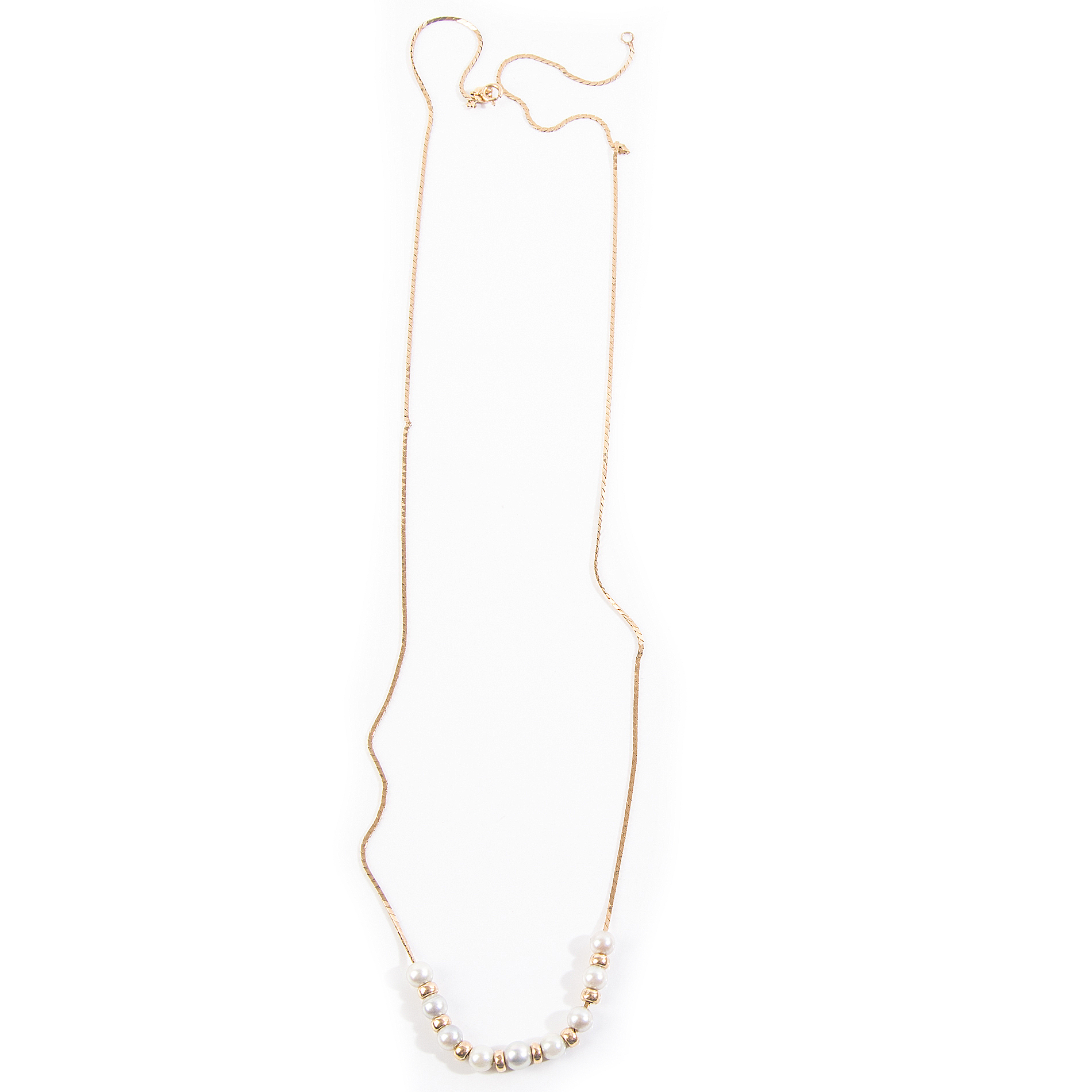 14K Yellow Gold and Cultured Pearl Necklace