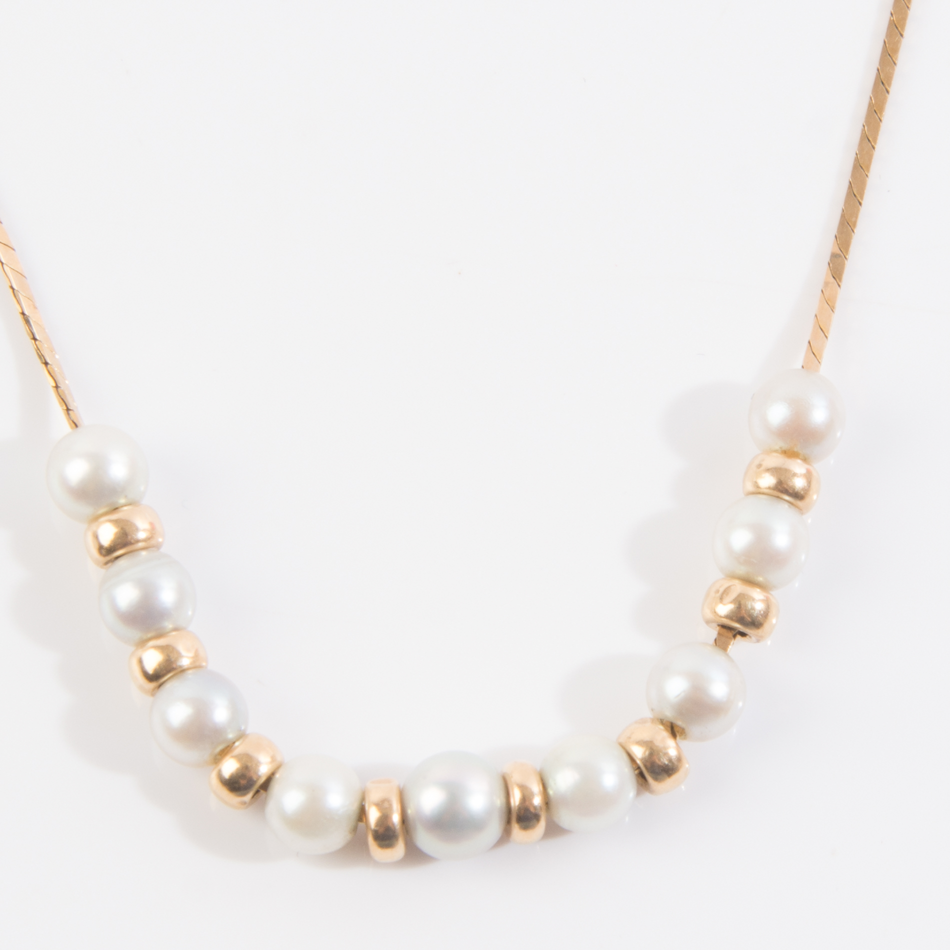 14K Yellow Gold and Cultured Pearl Necklace
