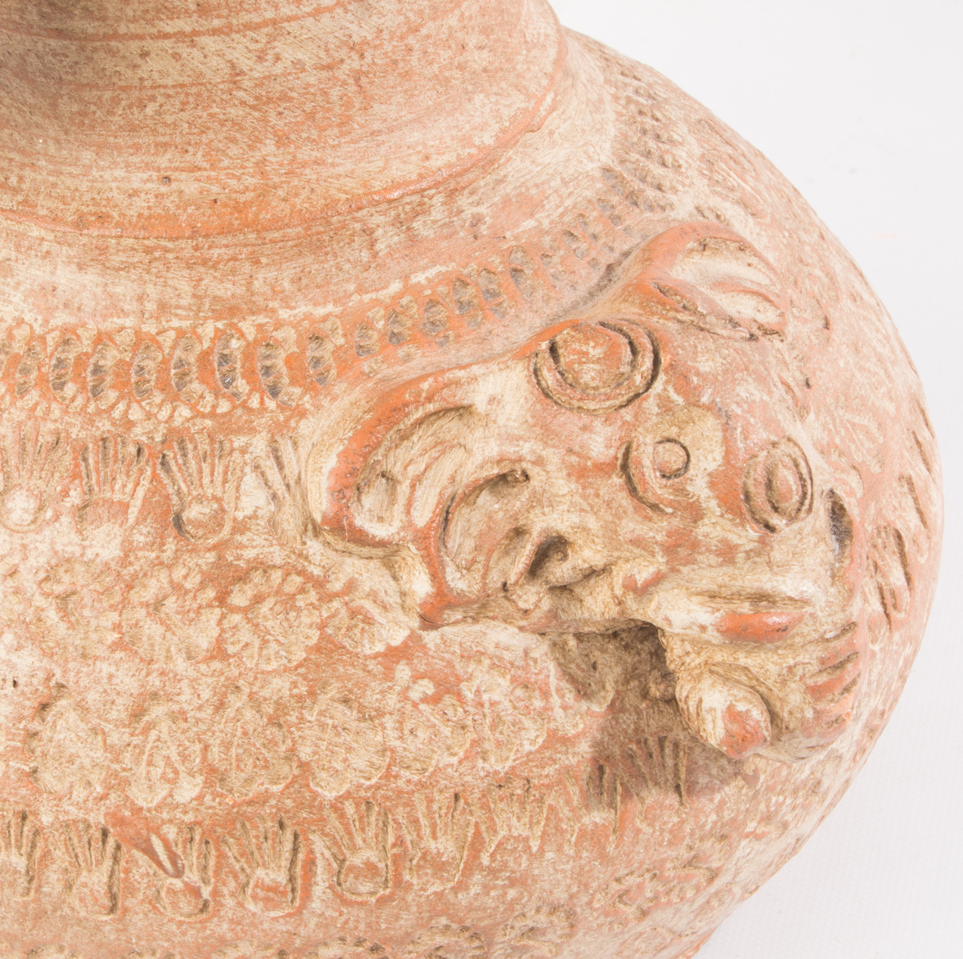 Elephant Motif Earthenware Vase