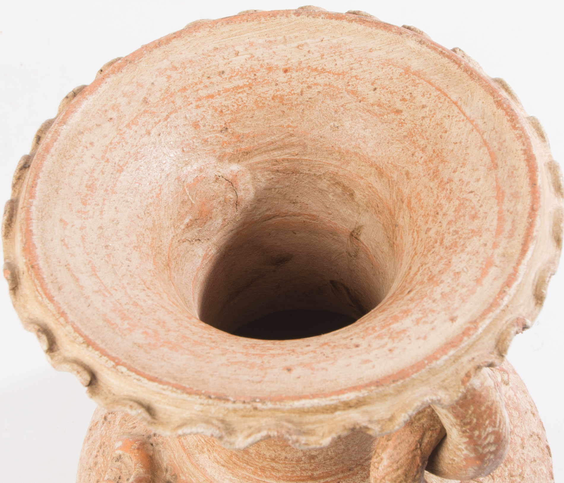 Elephant Motif Earthenware Vase