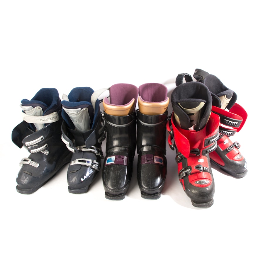 Three Pairs of Ski Boots featuring Rossignol