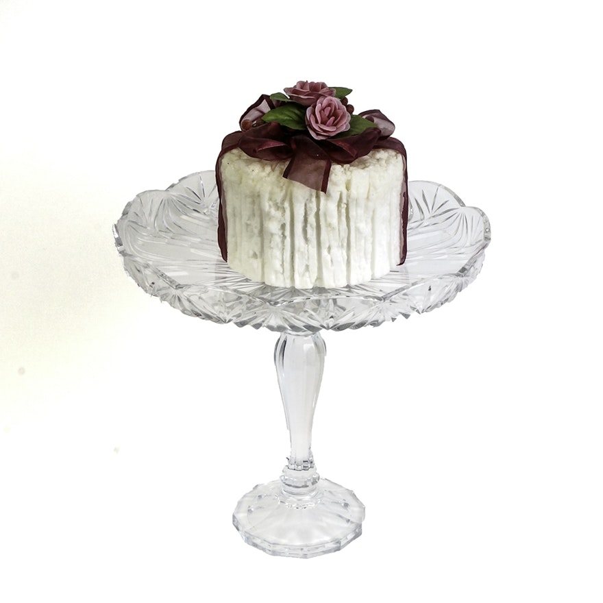 Pedestal Glass Cake Stand with Figural Cake Candle
