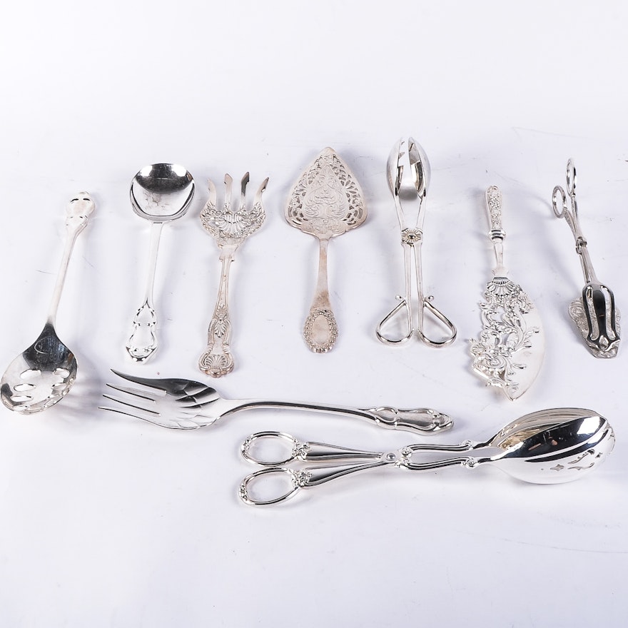 Collection of Silver Plate Serving Utensils