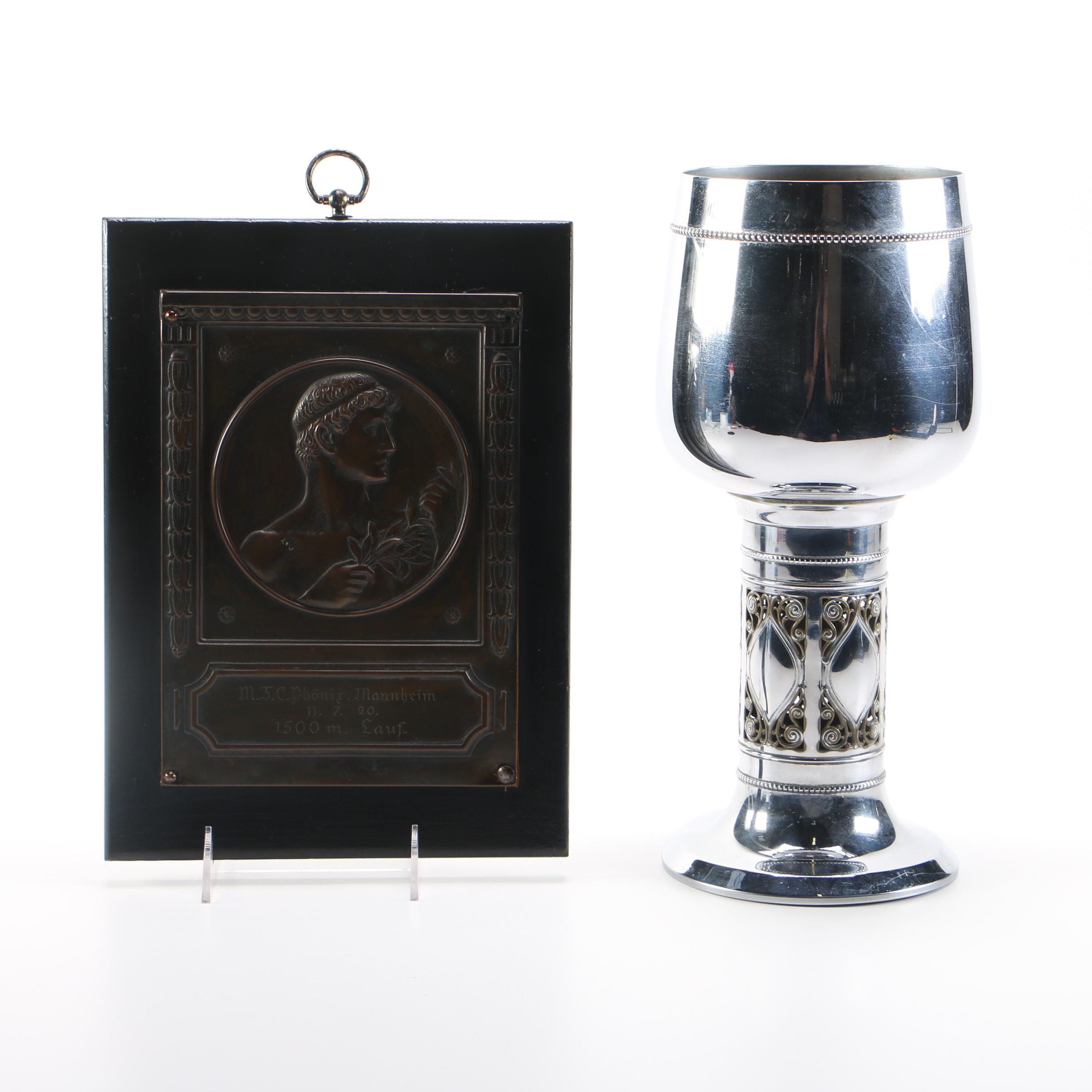Metal Chalice and Plaque