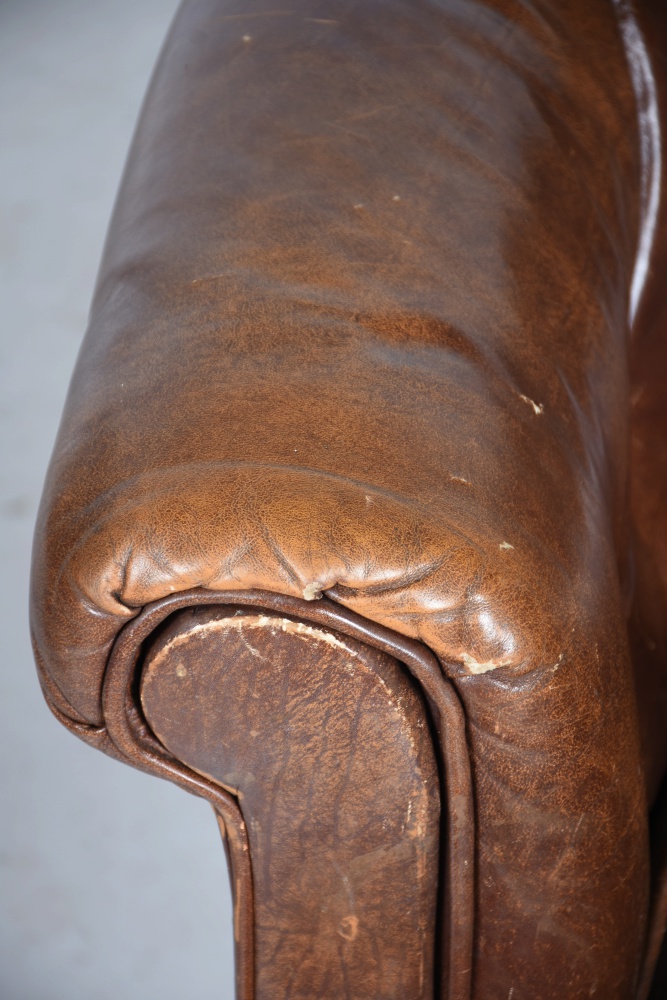 Vintage Leather Barrel-Back Club Chairs