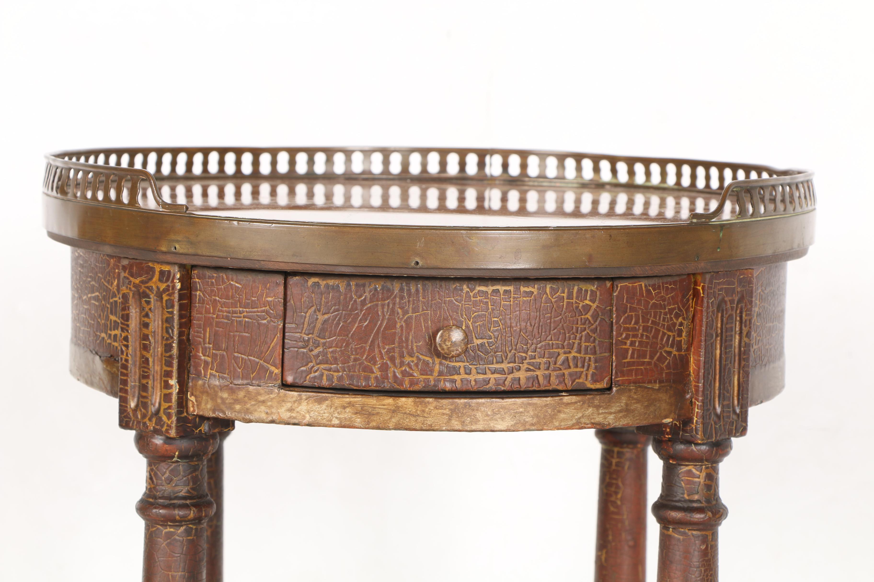 Vintage Louis XVI Style Side Table With Limestone Top