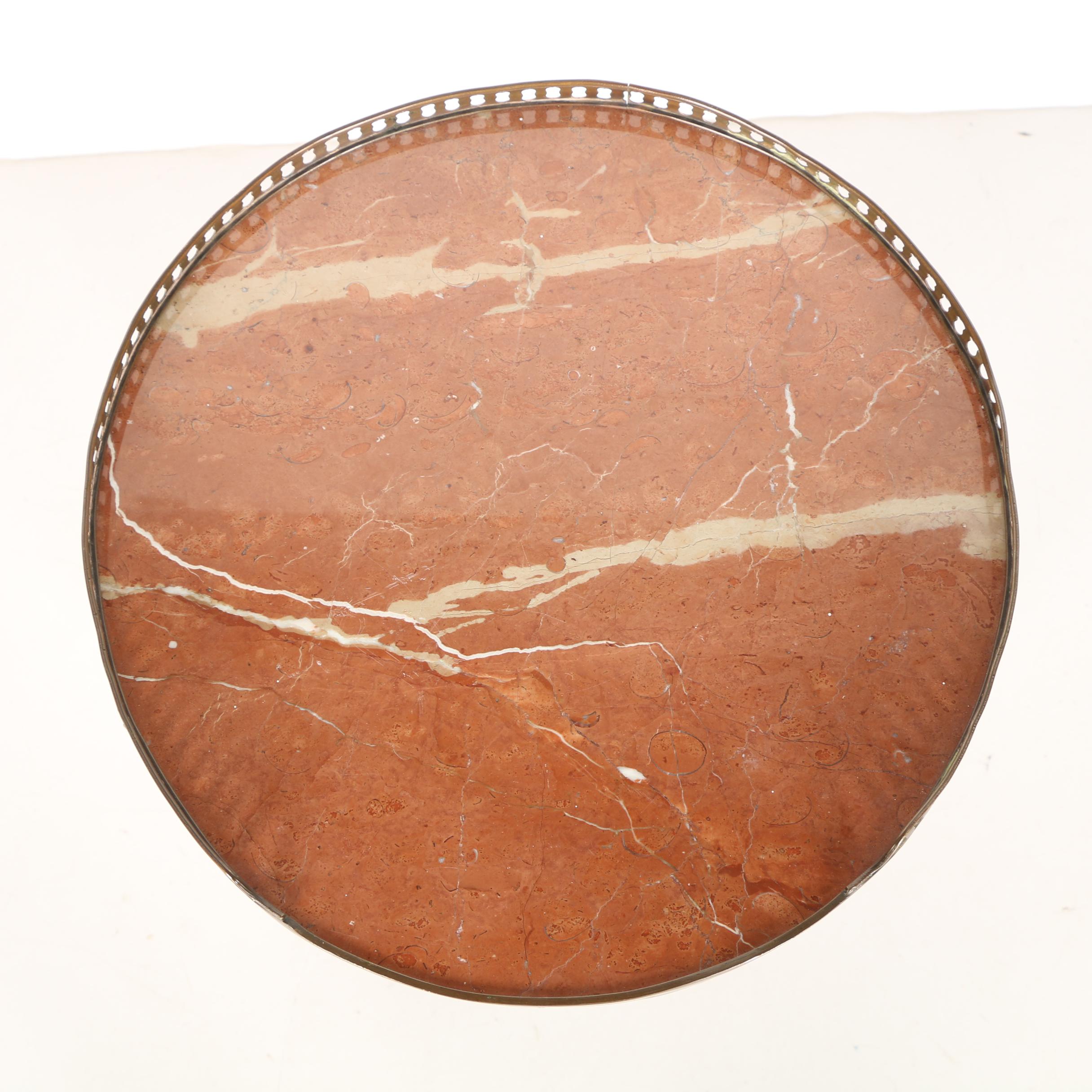 Vintage Louis XVI Style Side Table With Limestone Top