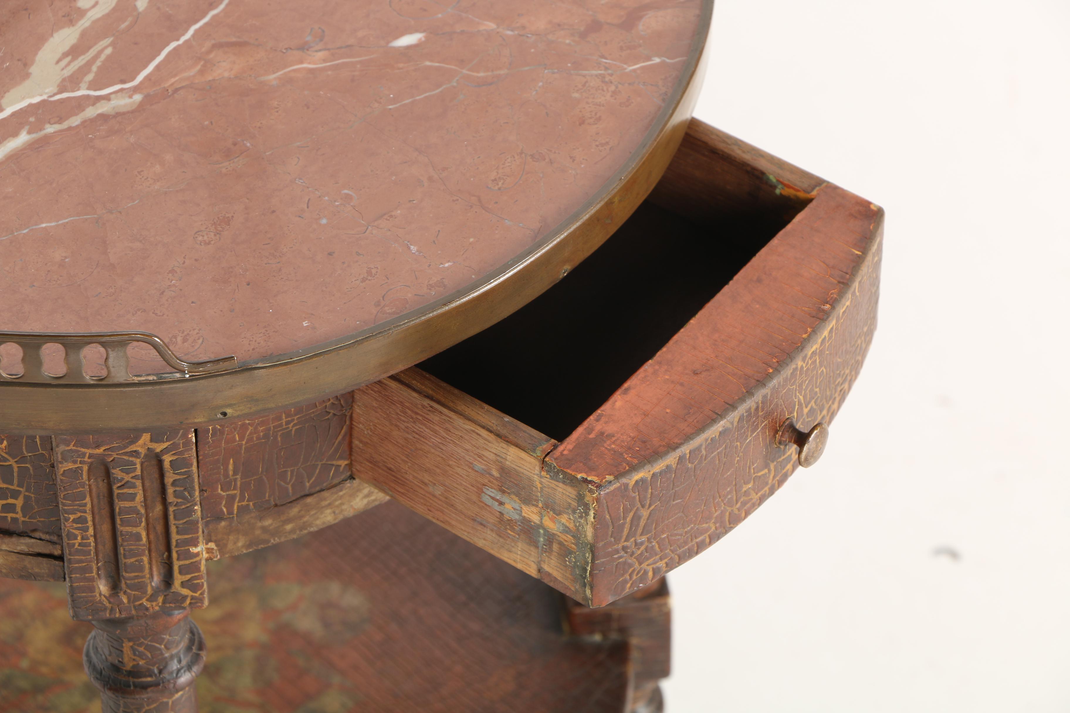 Vintage Louis XVI Style Side Table With Limestone Top