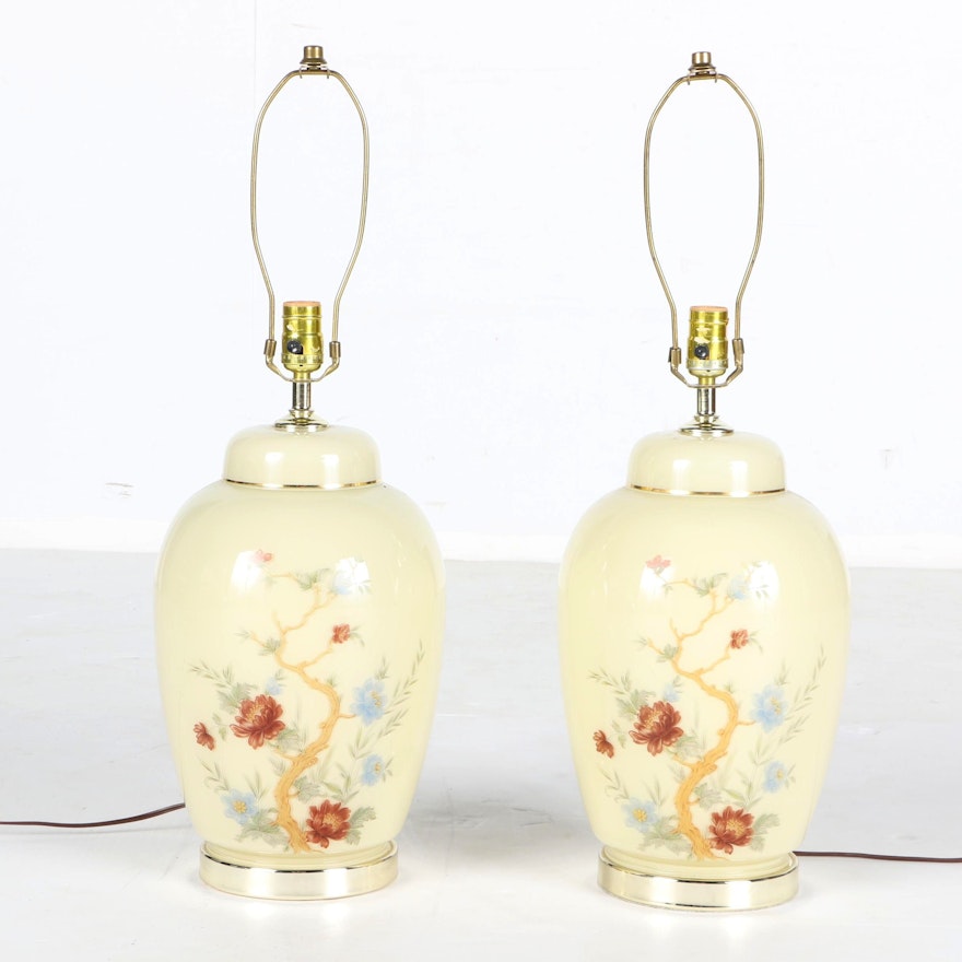 White Ceramic Floral Table Lamps