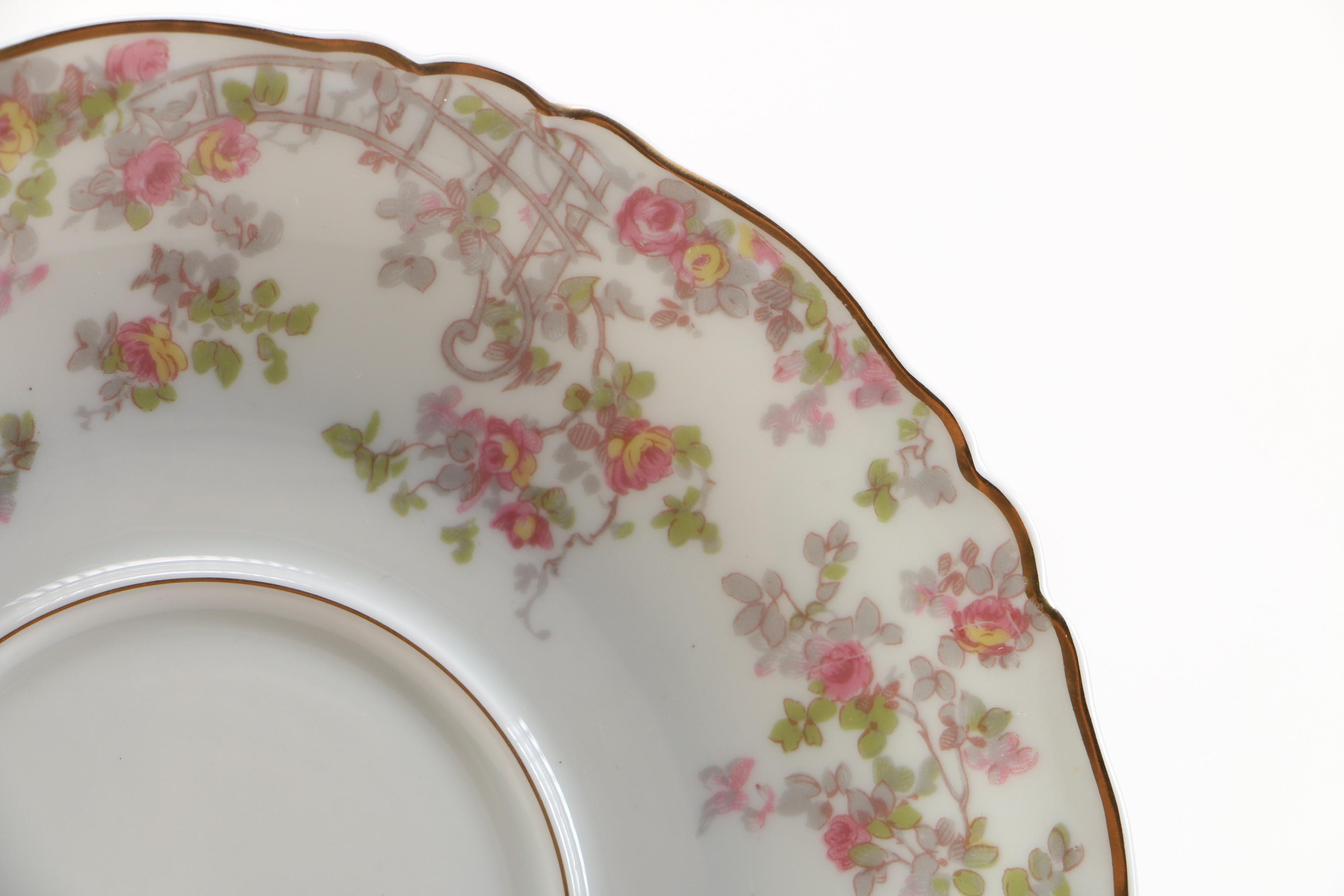Haviland Limoges "Trellis" Teacup and Saucer Sets