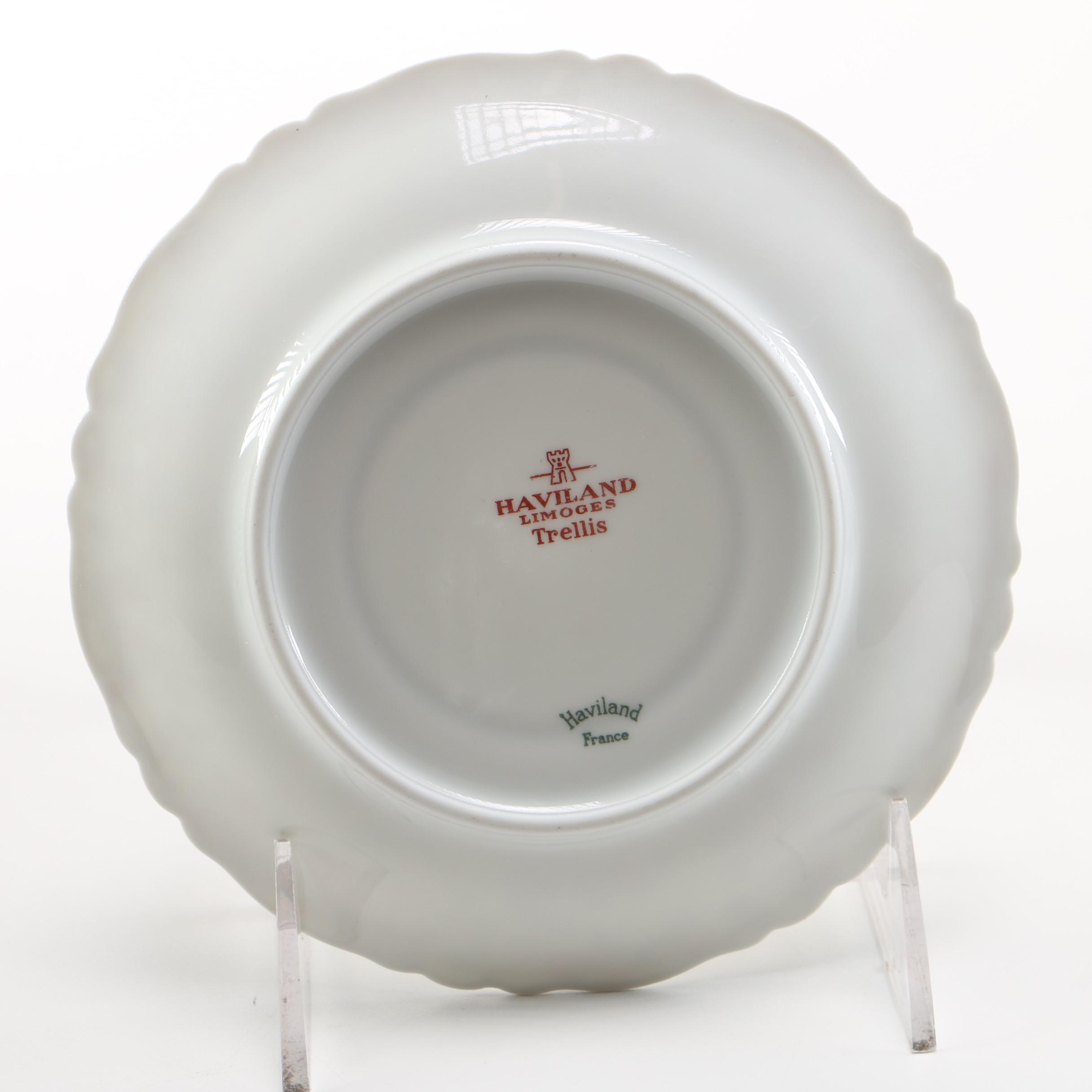 Haviland Limoges "Trellis" Teacup and Saucer Sets