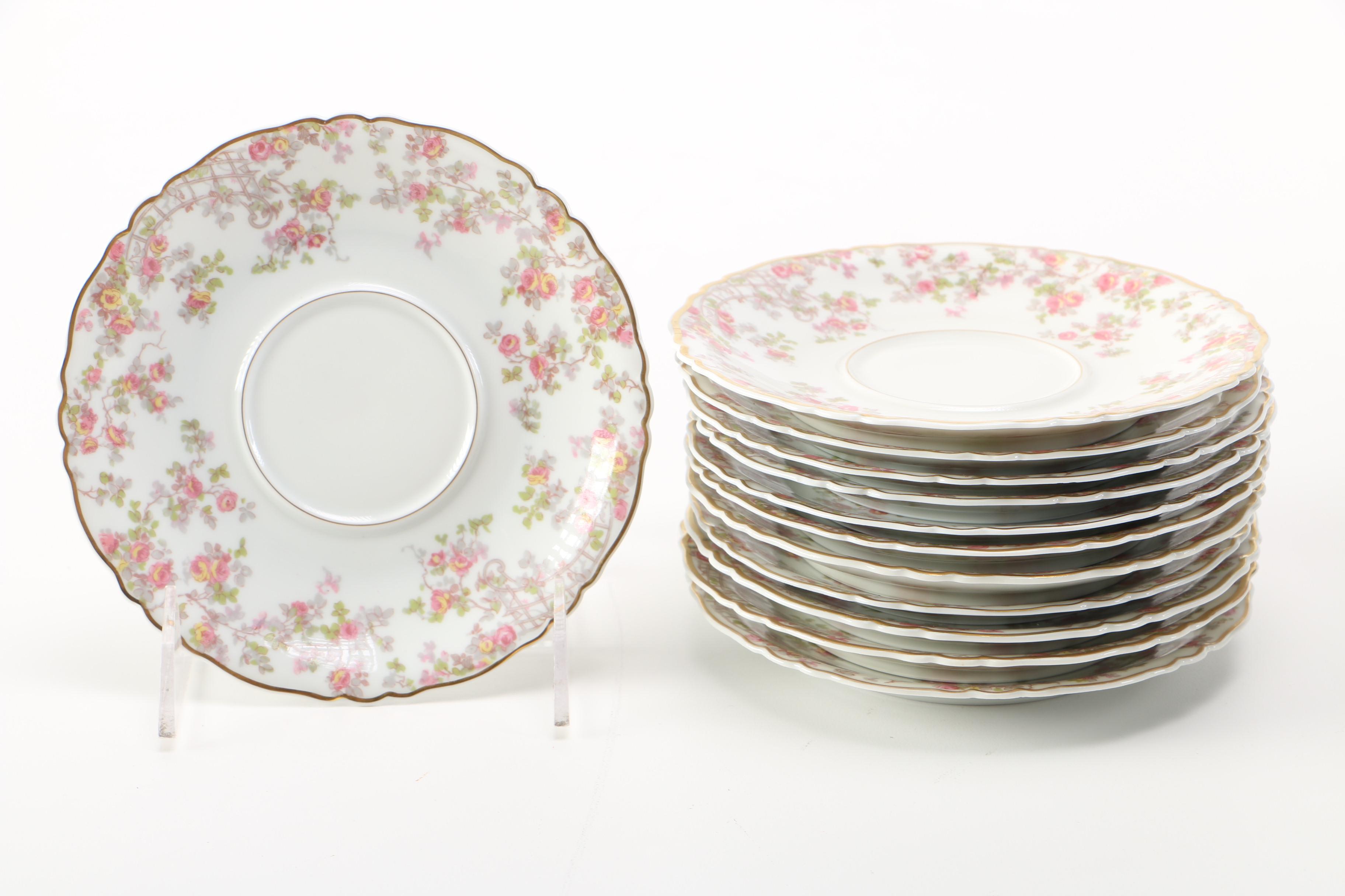 Haviland Limoges "Trellis" Teacup and Saucer Sets