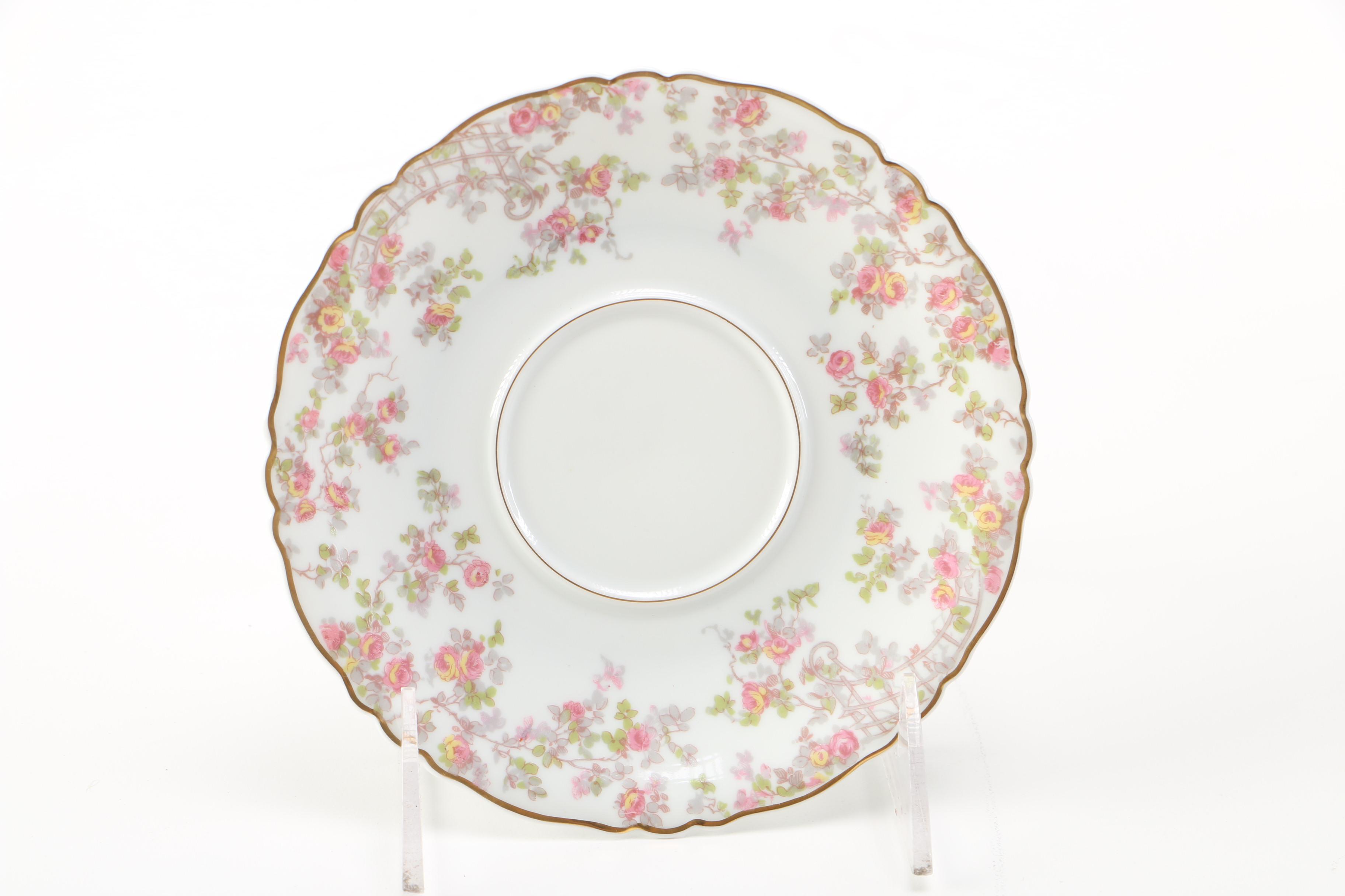 Haviland Limoges "Trellis" Teacup and Saucer Sets