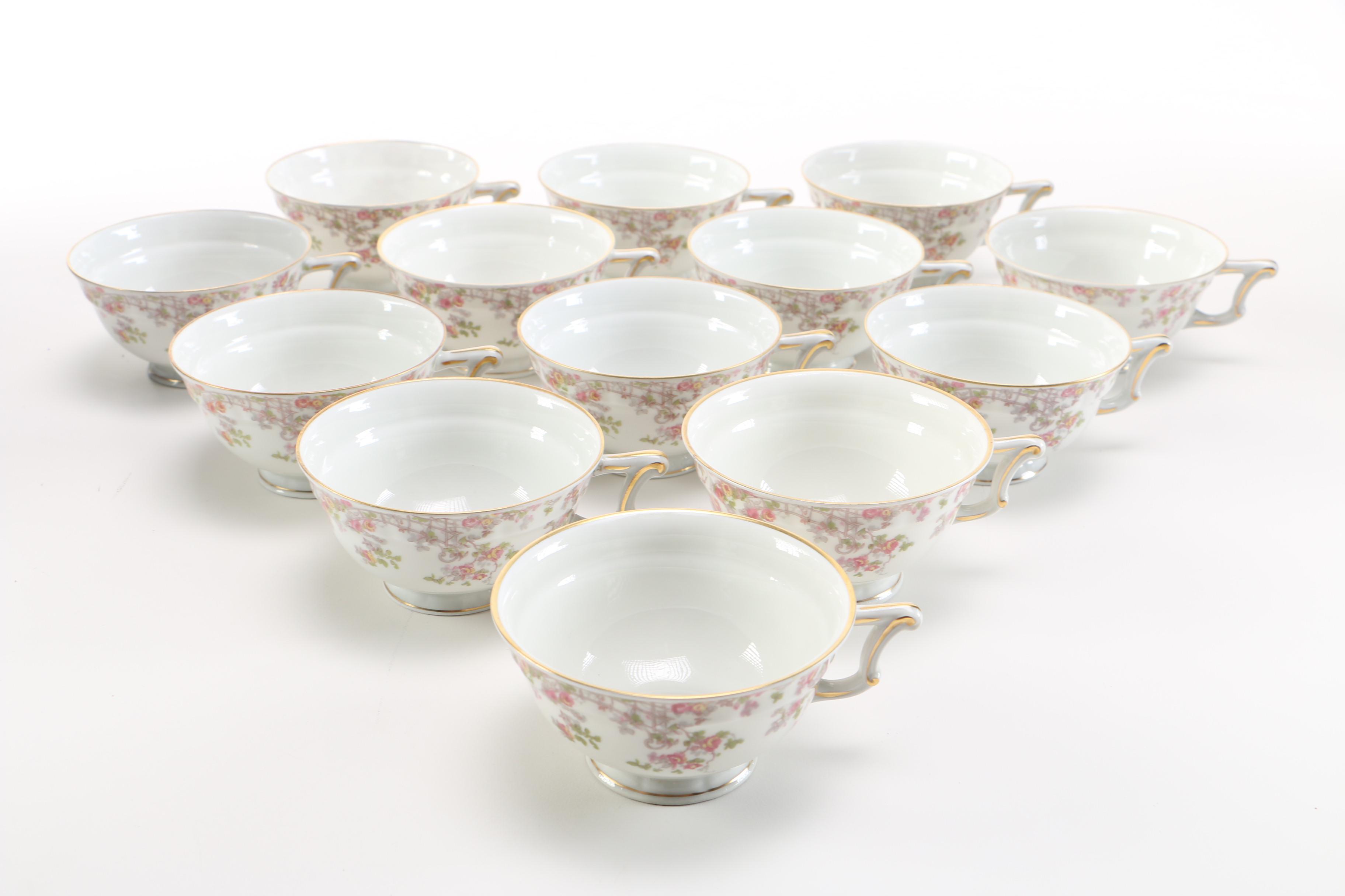 Haviland Limoges "Trellis" Teacup and Saucer Sets