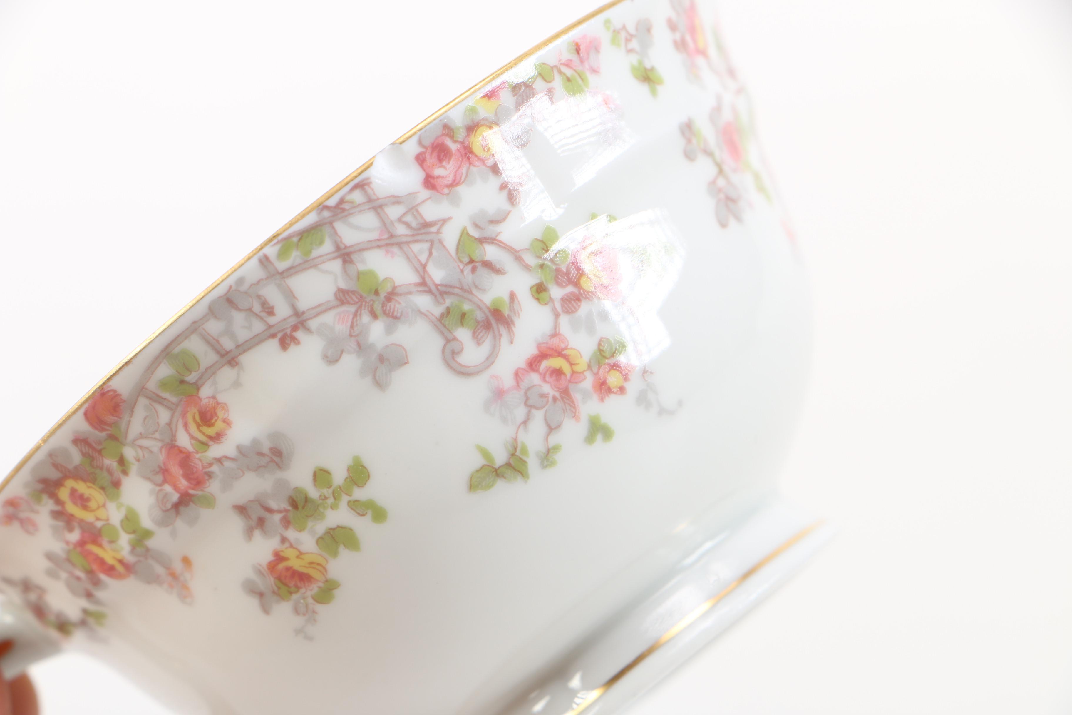 Haviland Limoges "Trellis" Teacup and Saucer Sets