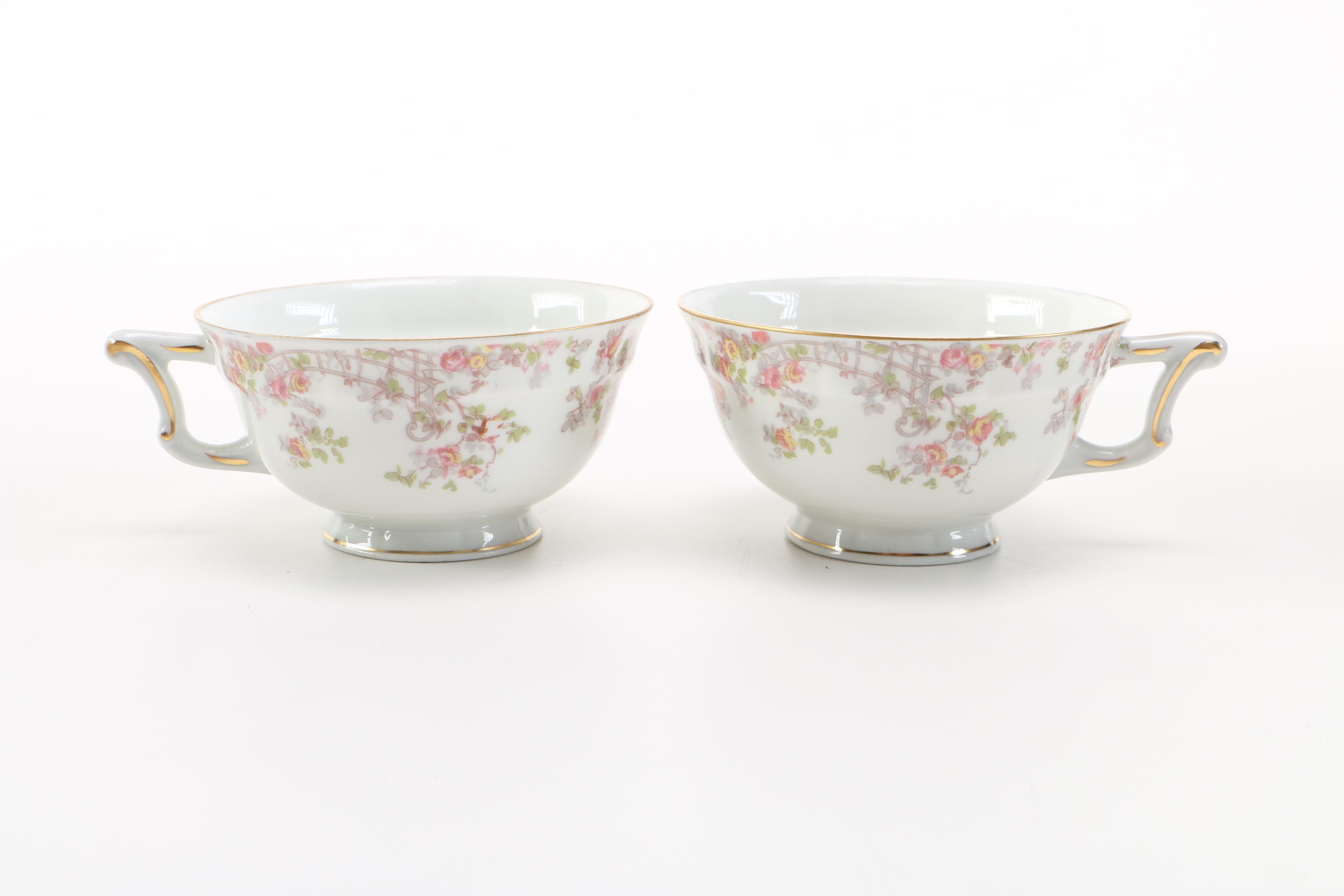 Haviland Limoges "Trellis" Teacup and Saucer Sets