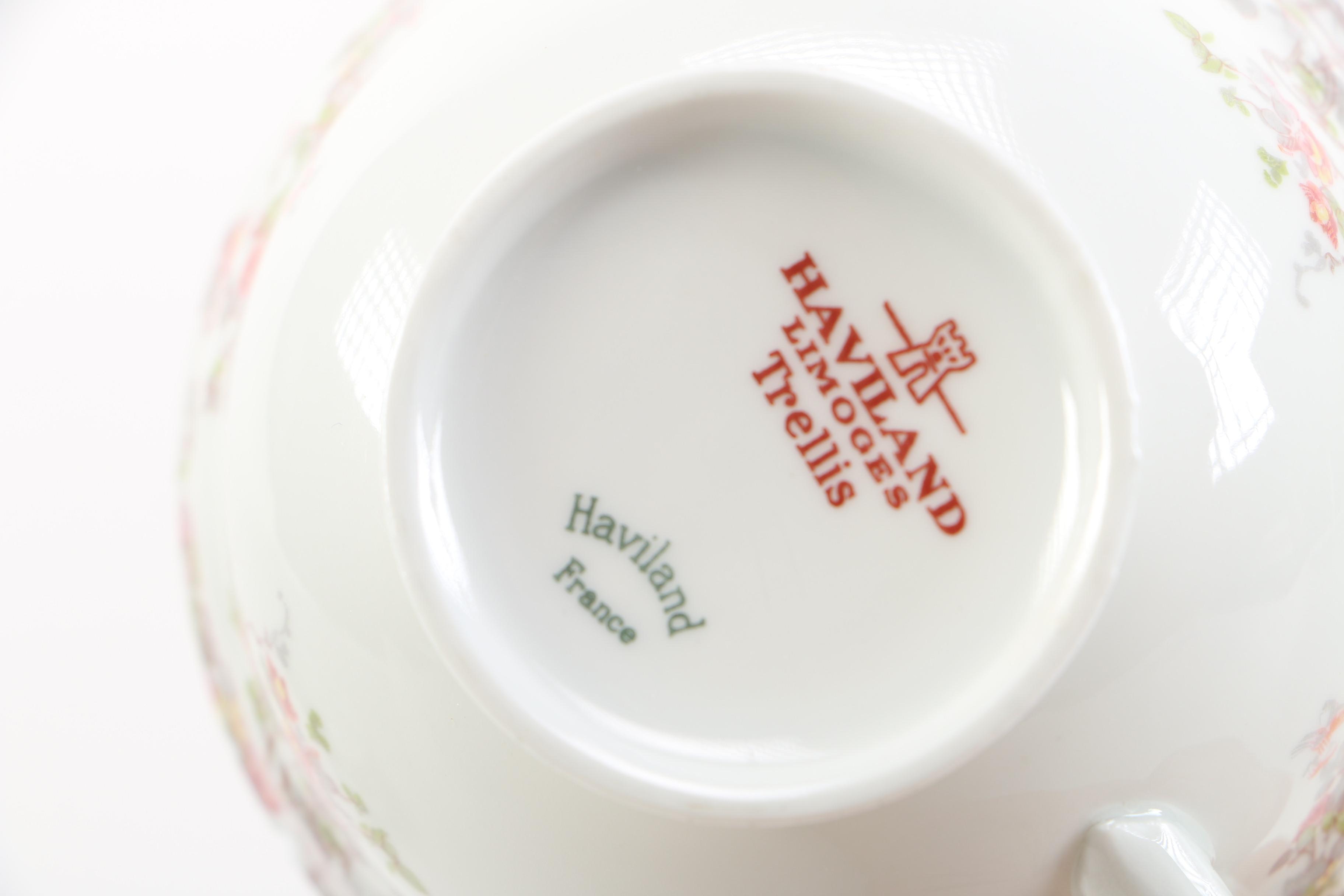 Haviland Limoges "Trellis" Teacup and Saucer Sets