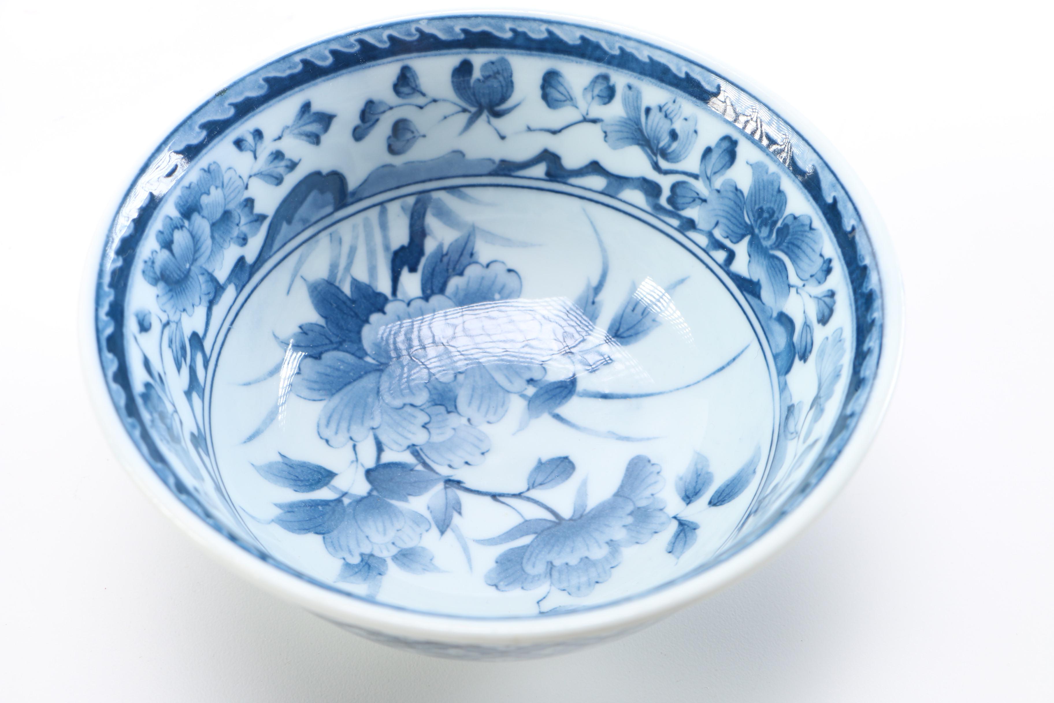 Blue on White Ceramic Rice Bowls