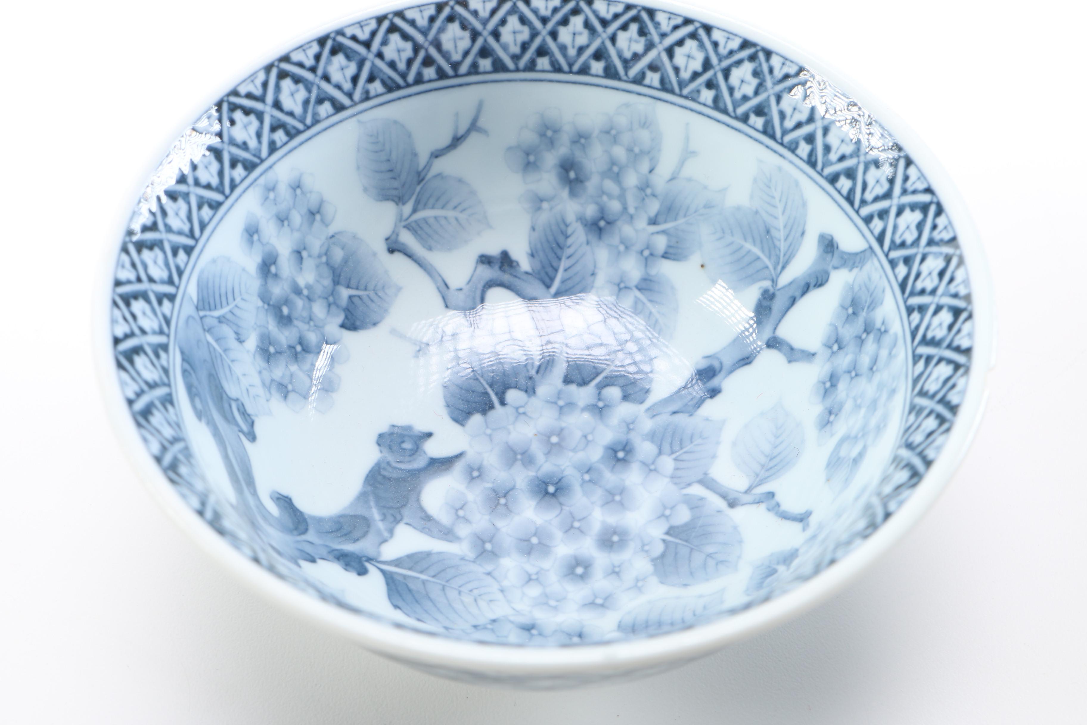 Blue on White Ceramic Rice Bowls