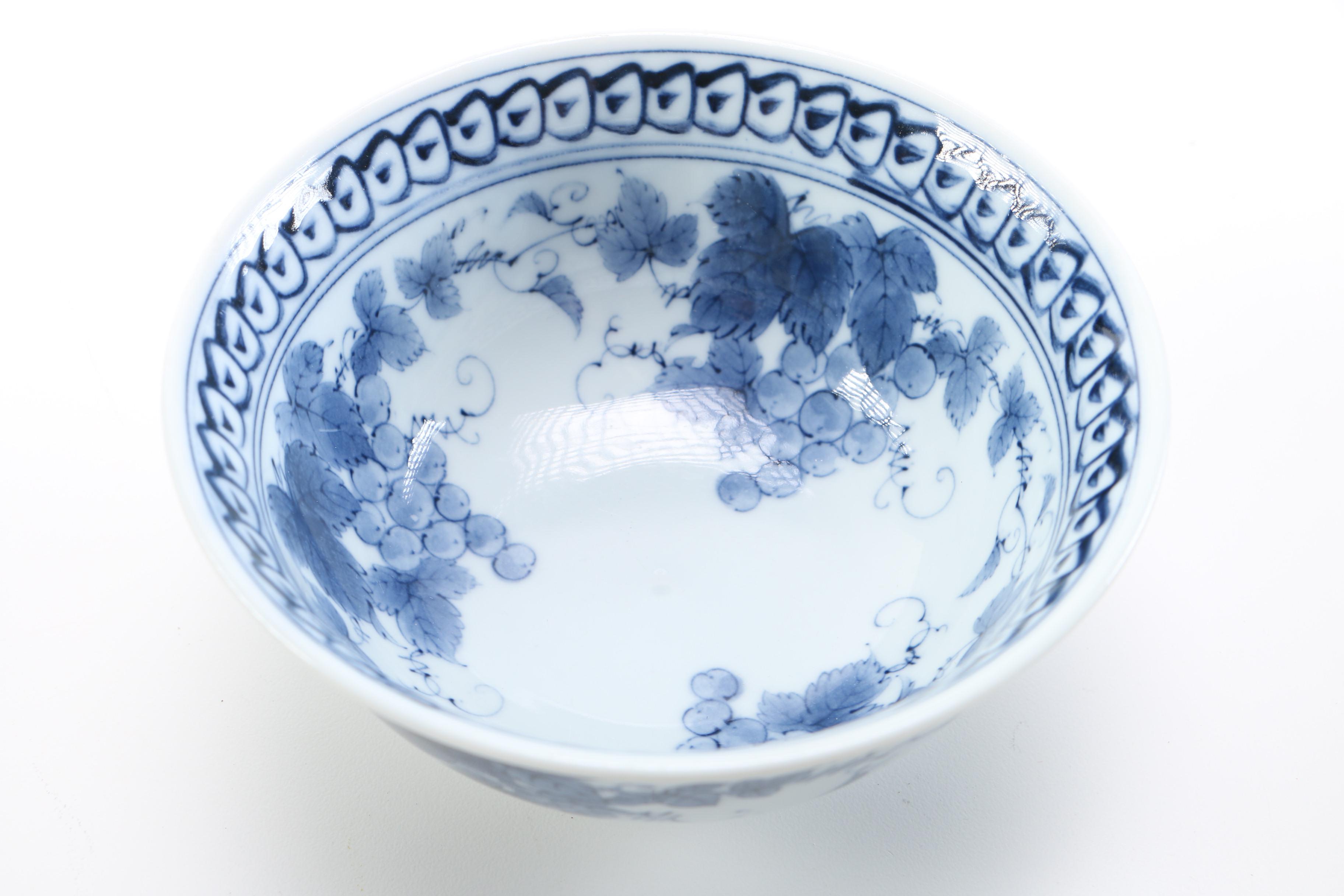 Blue on White Ceramic Rice Bowls