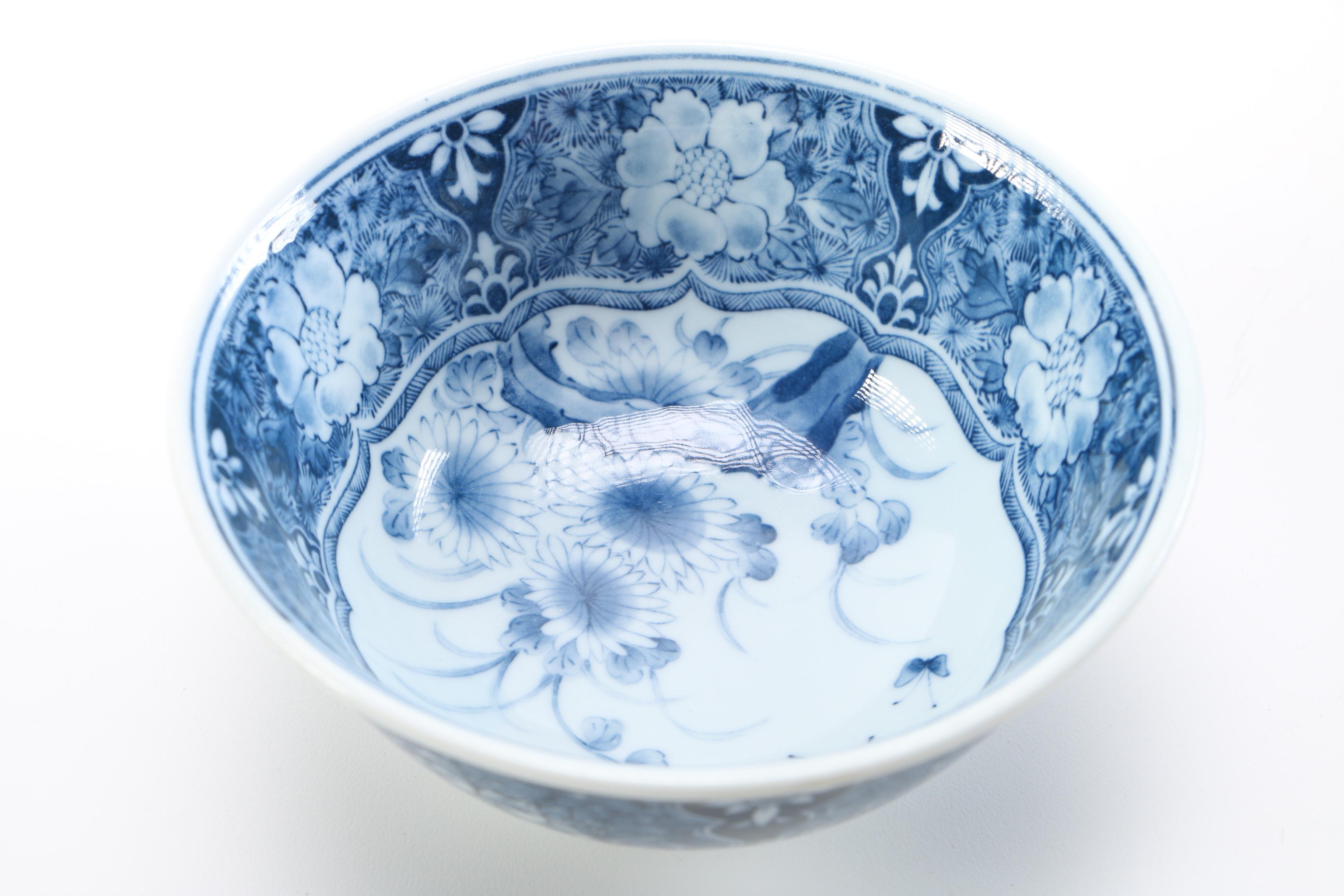 Blue on White Ceramic Rice Bowls