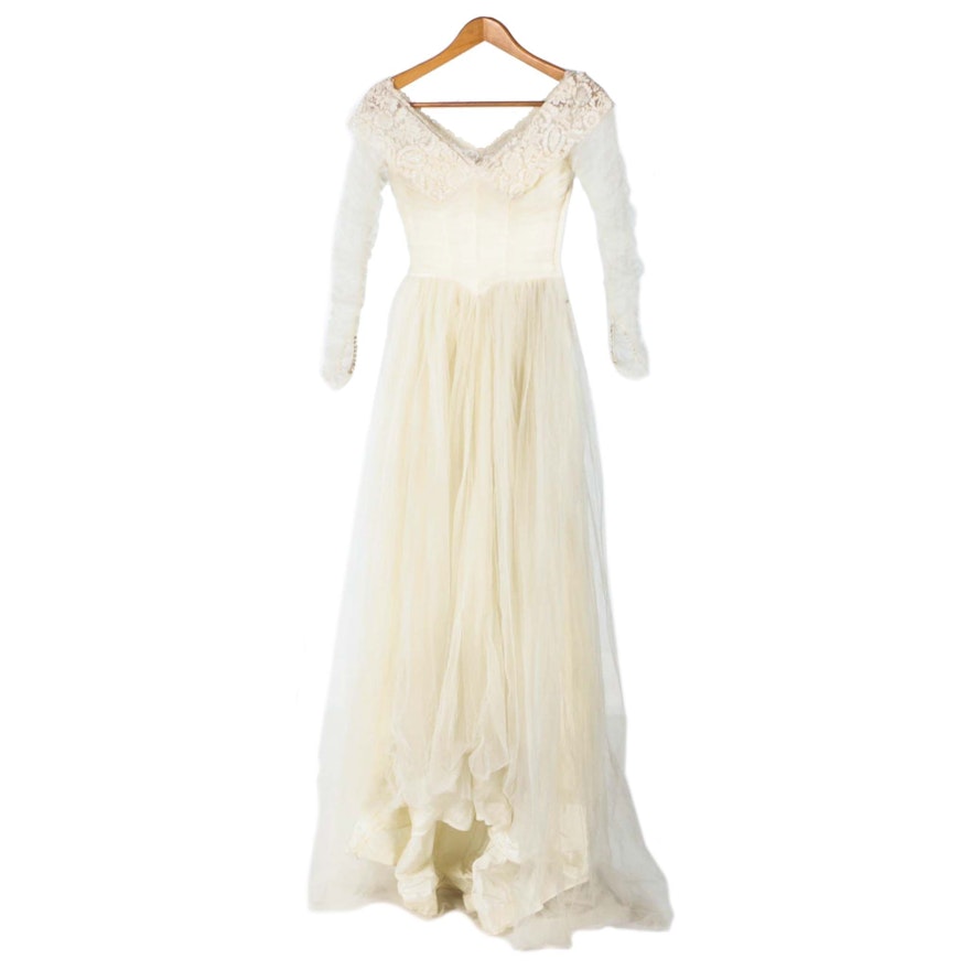 Vintage Tulle and Satin Wedding Dress by Bonwit Teller