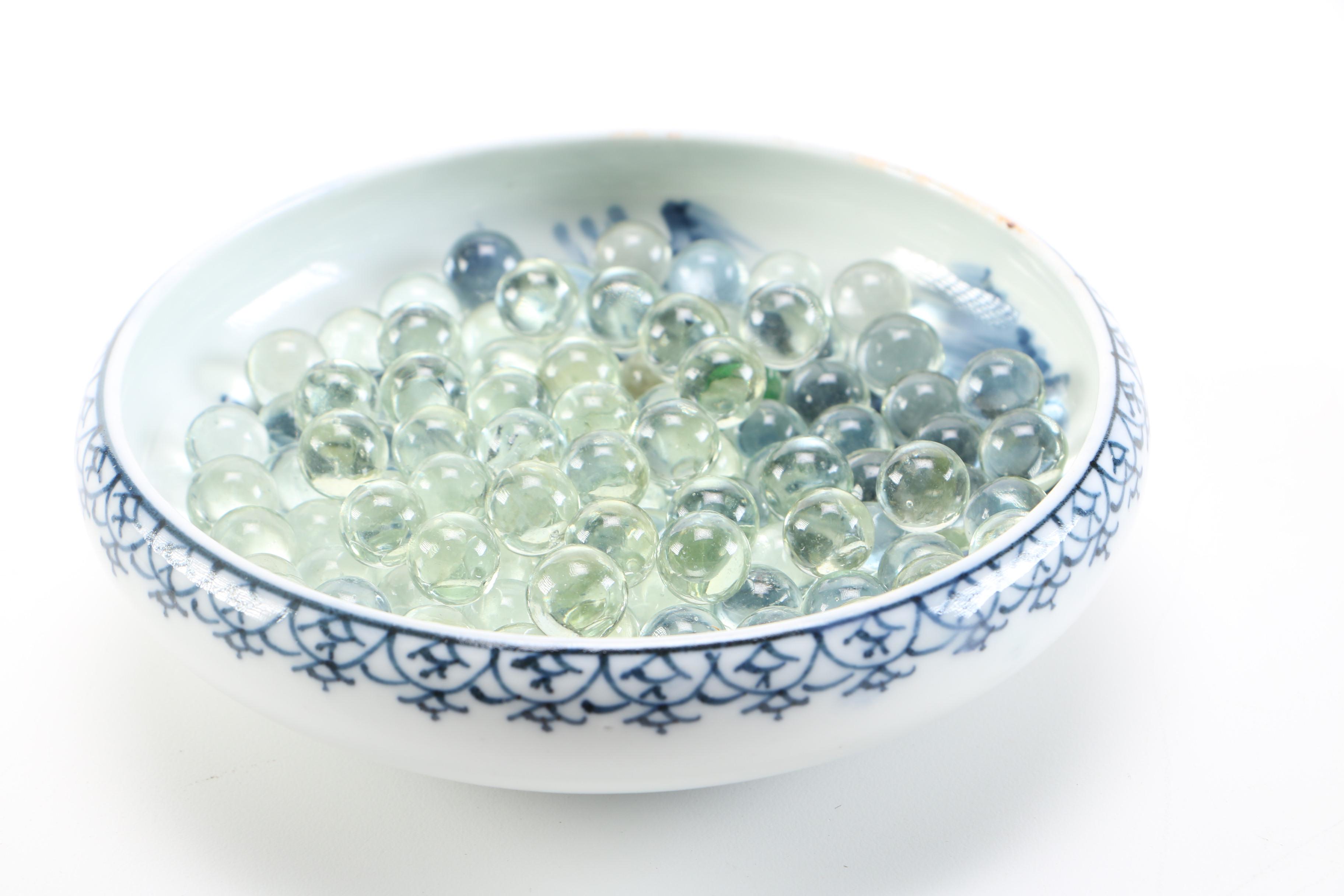 White and Blue Ceramic Bowl and Plates