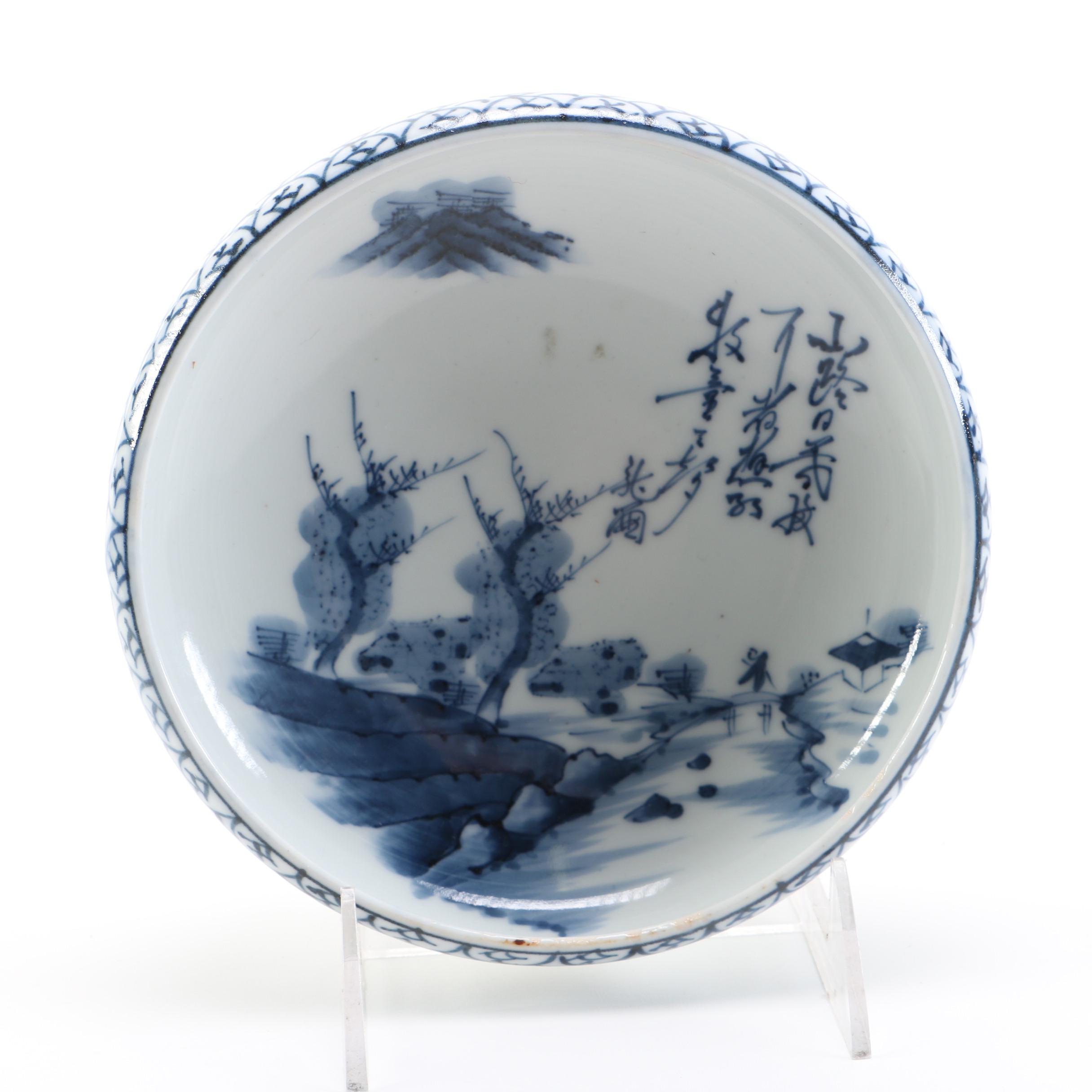 White and Blue Ceramic Bowl and Plates