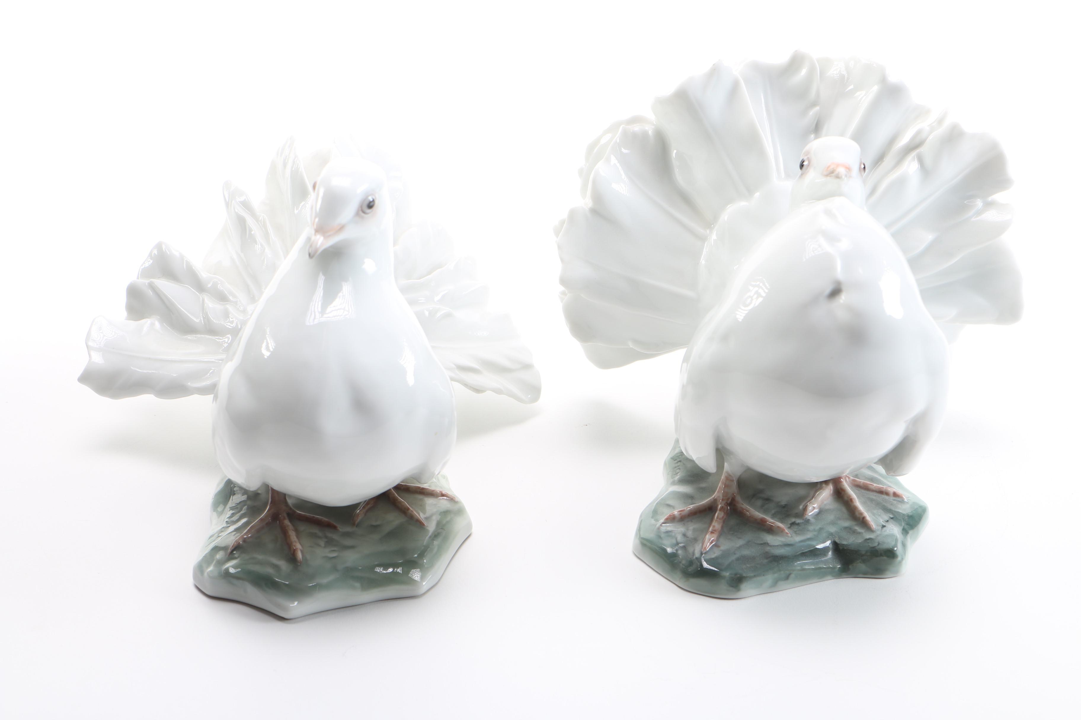 Two Rosenthal Fantail Dove Porcelain Figurines