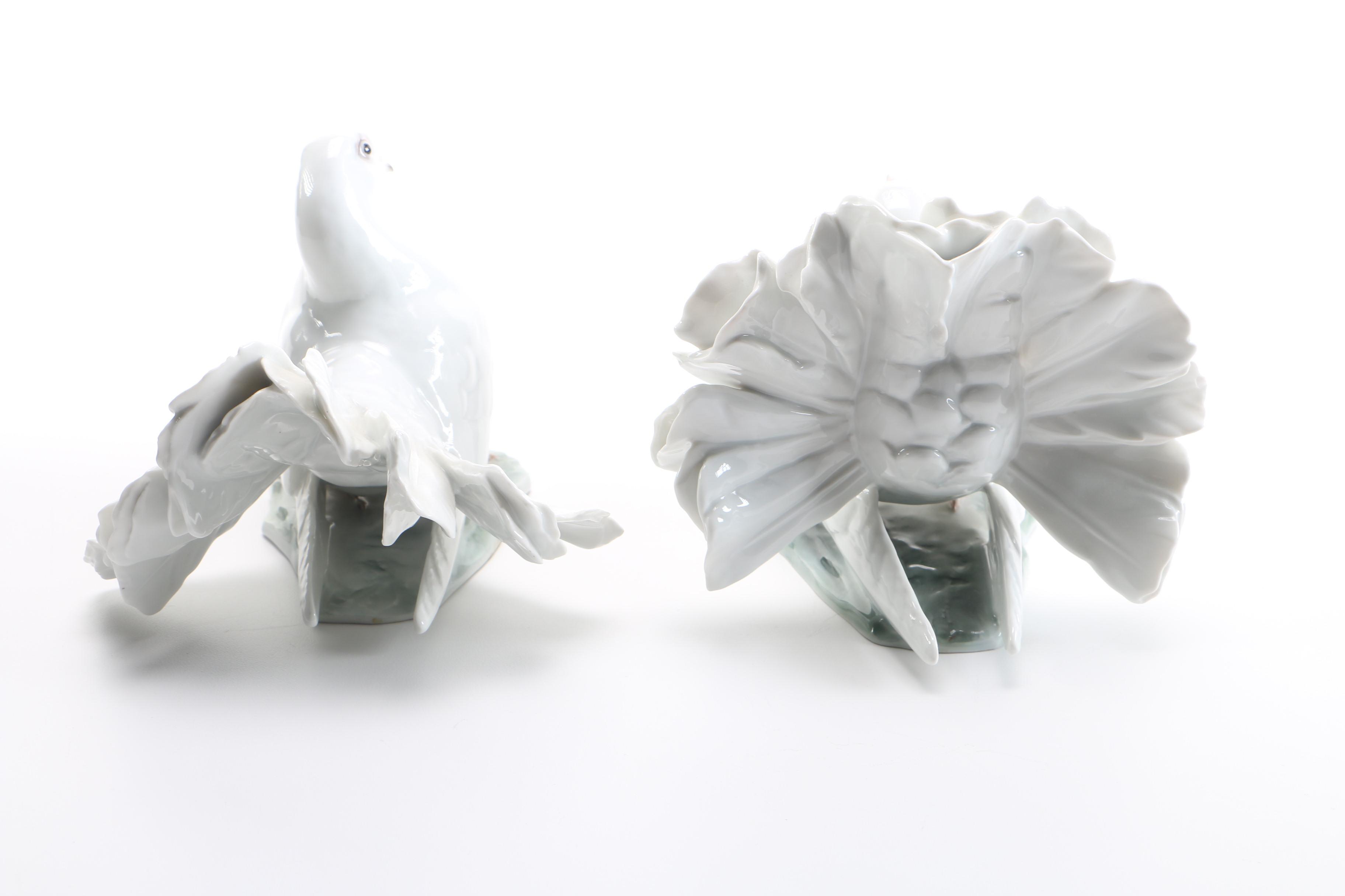 Two Rosenthal Fantail Dove Porcelain Figurines