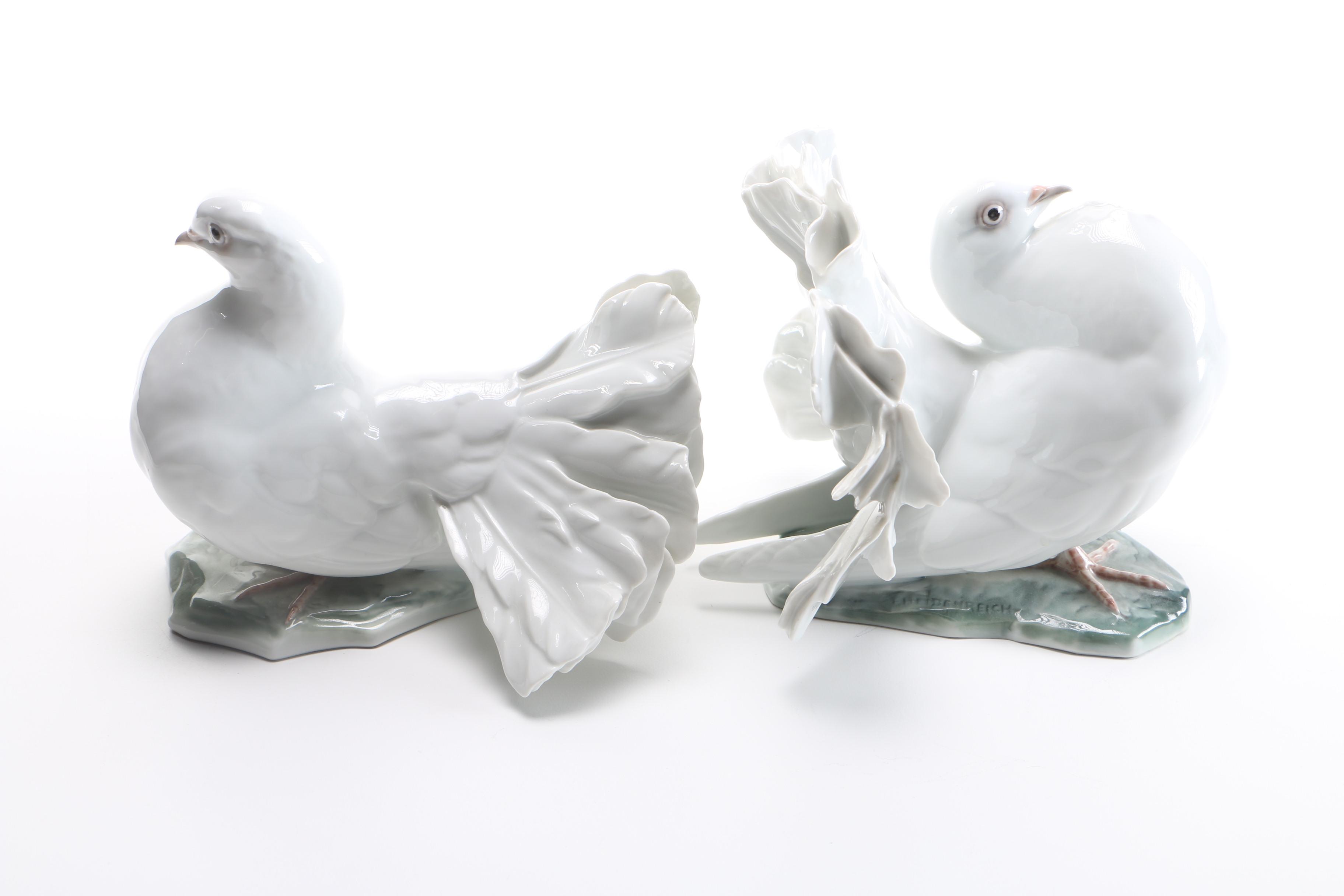 Two Rosenthal Fantail Dove Porcelain Figurines