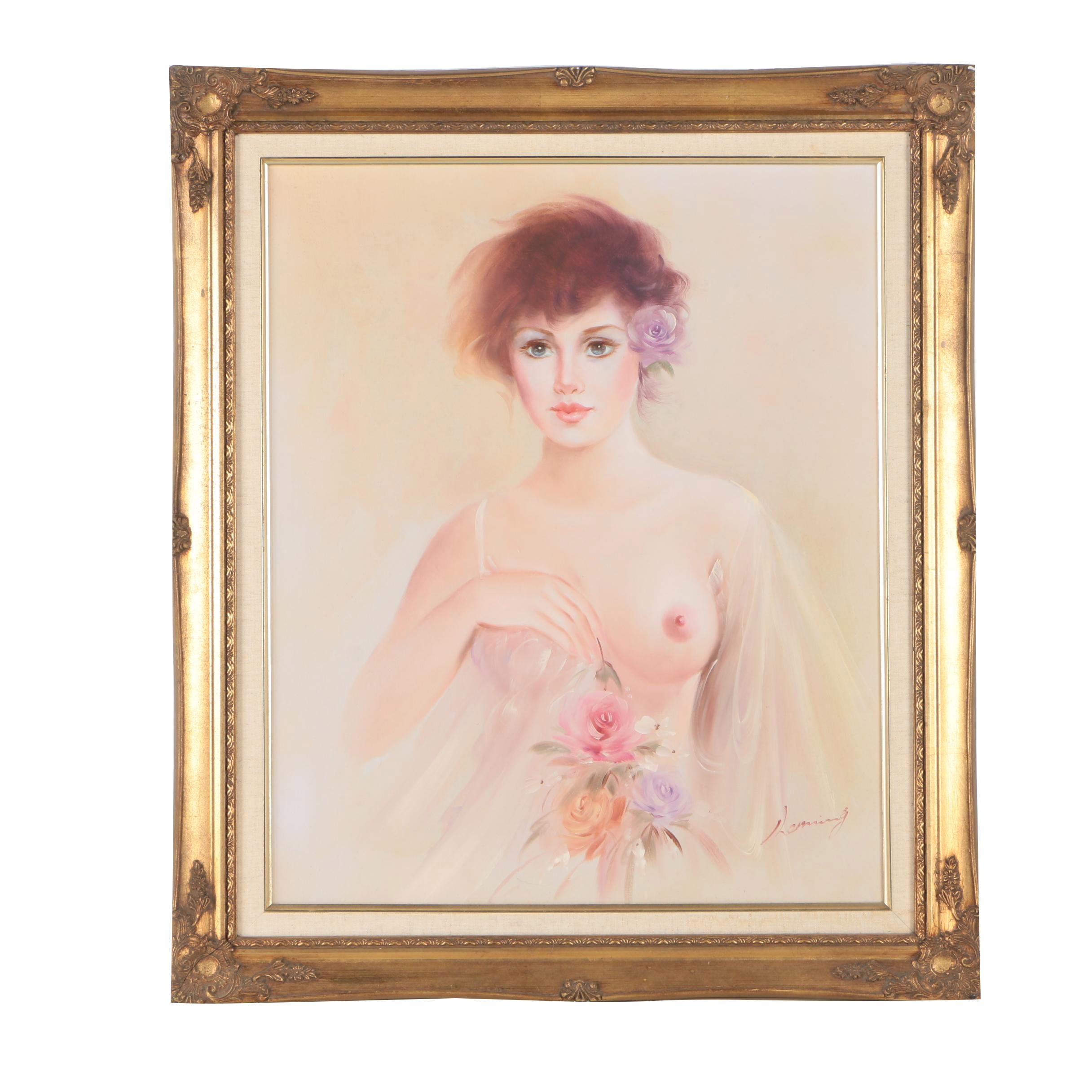 Oil Painting of a Sensuous Woman