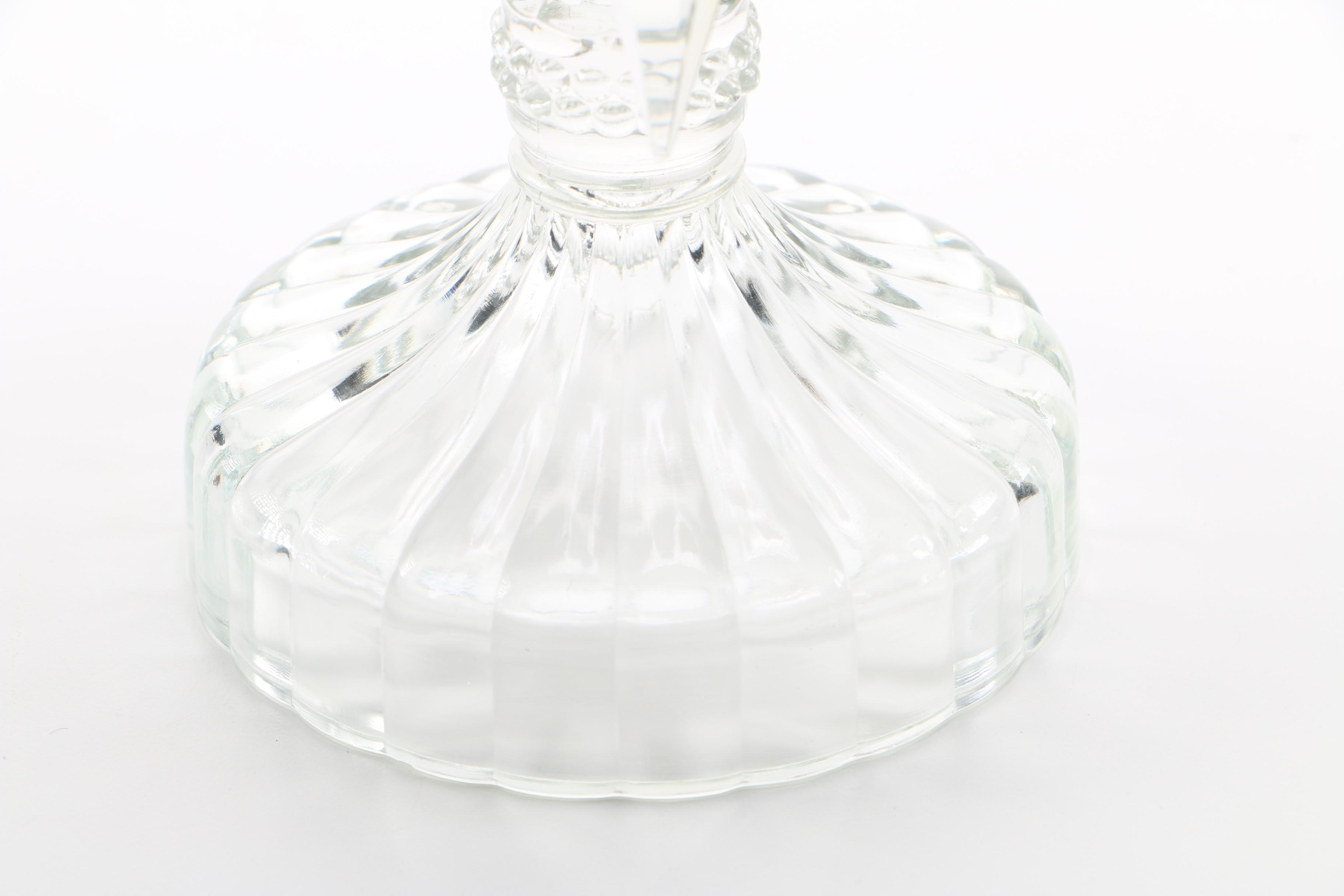 Amber and Clear Glass Candlesticks