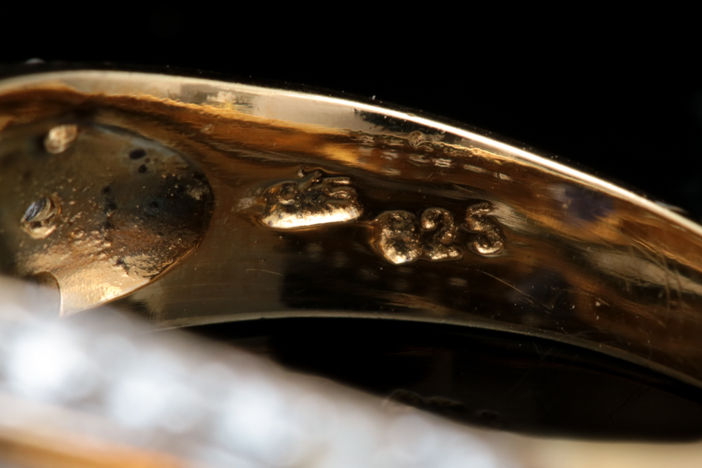 Gold Plated Sterling Silver Iolite and White Zircon Ring