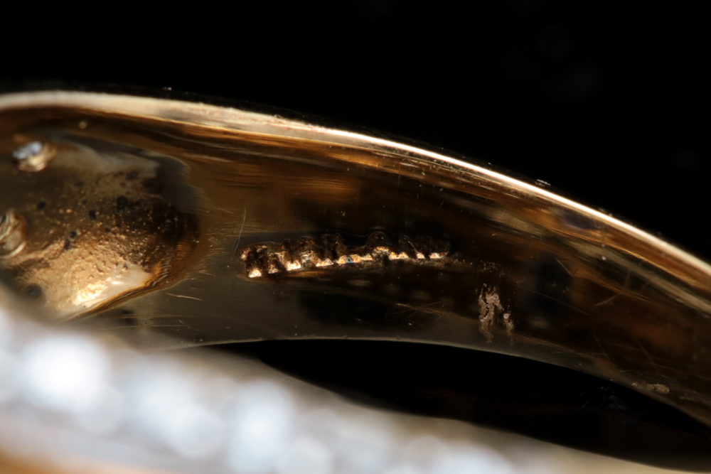 Gold Plated Sterling Silver Iolite and White Zircon Ring